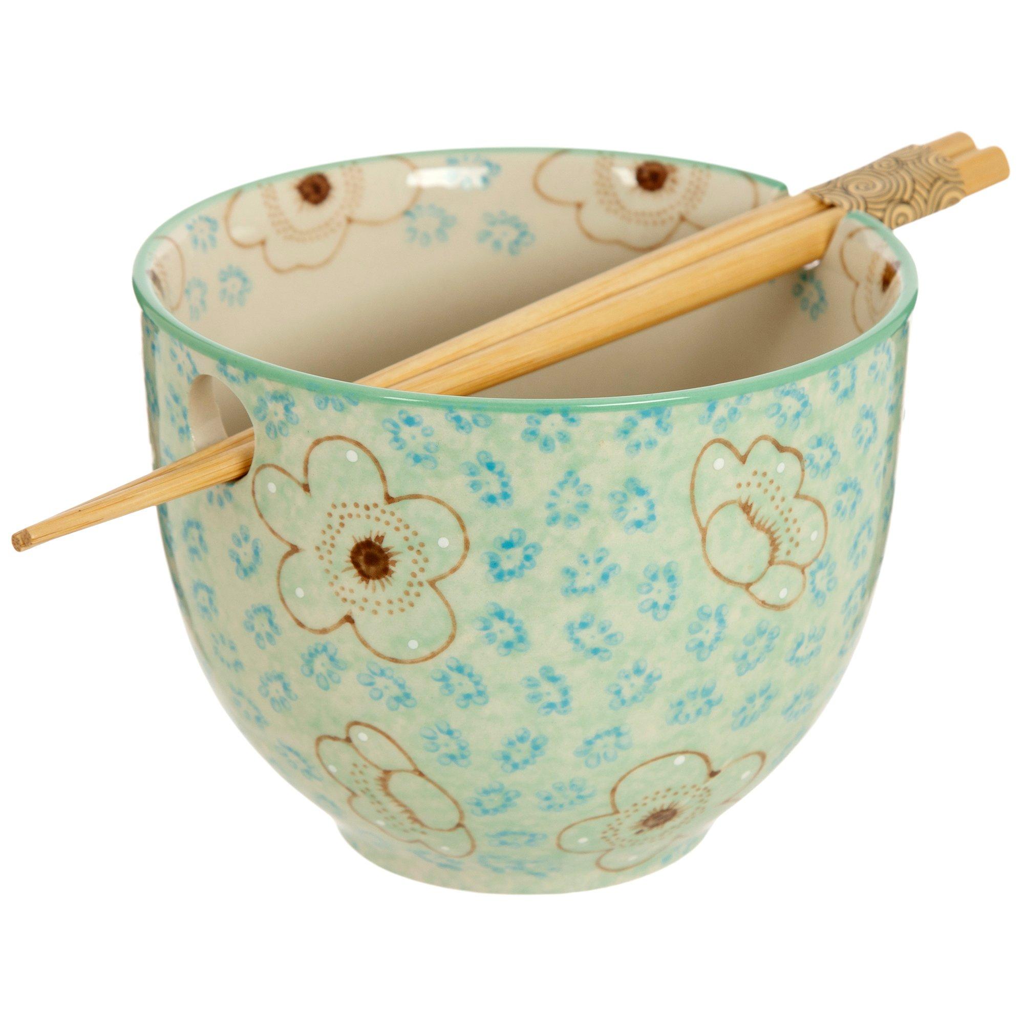 Floral Noodle Bowl &amp; Chopsticks