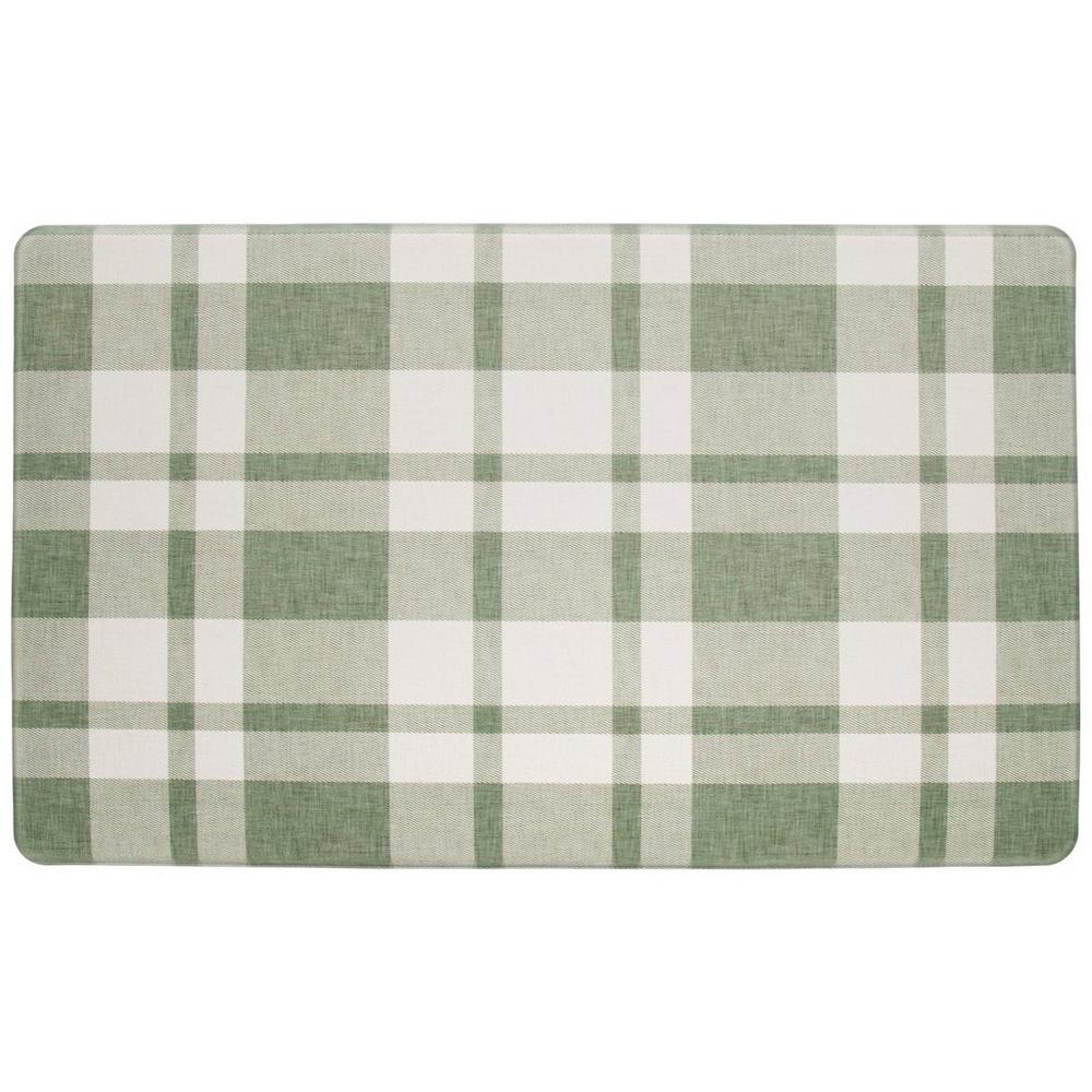 Sage & White Plaid Comfort Mat