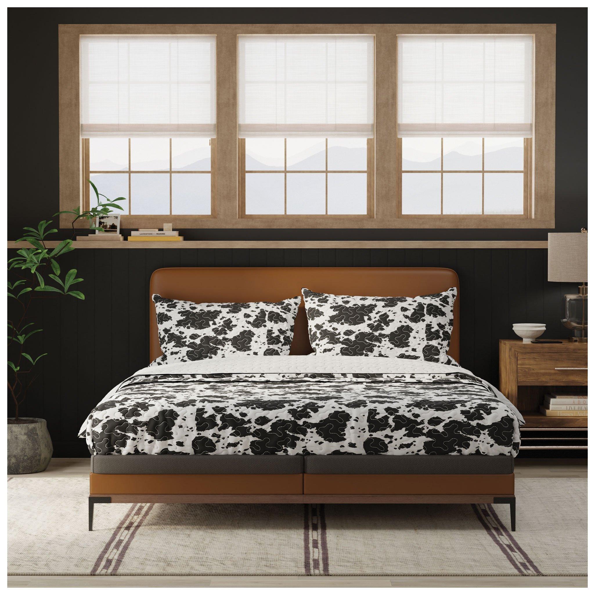 Cow Print Embroidered Quilt Set