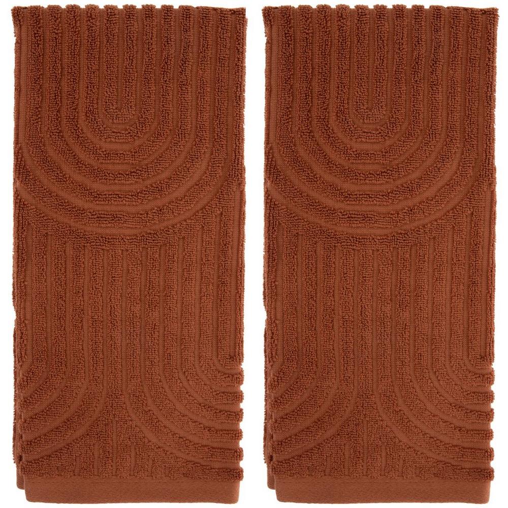 Rust Sculpted Arches Hand Towel