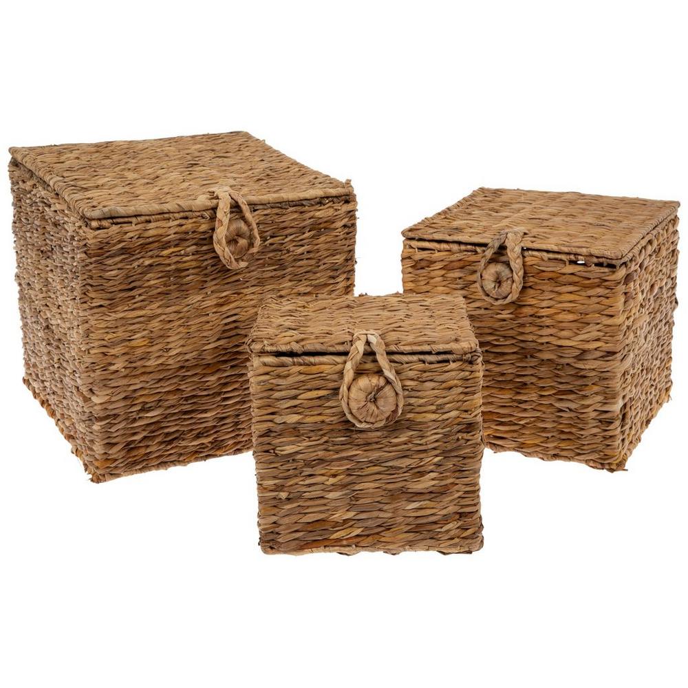 バッグ EE HANDCRAFTED PRODUCT SQUARE BASKET Beige Wicker Square Storage Basket, Laundry basket, Shoe