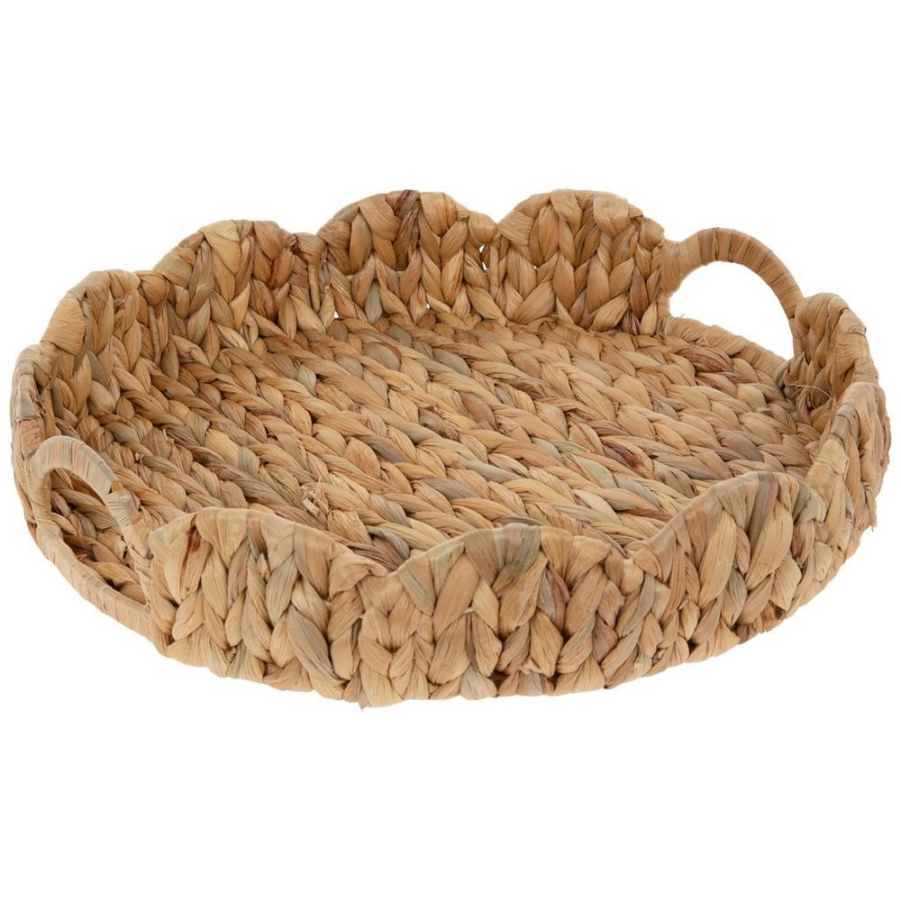 Water Hyacinth Round Scalloped Tray