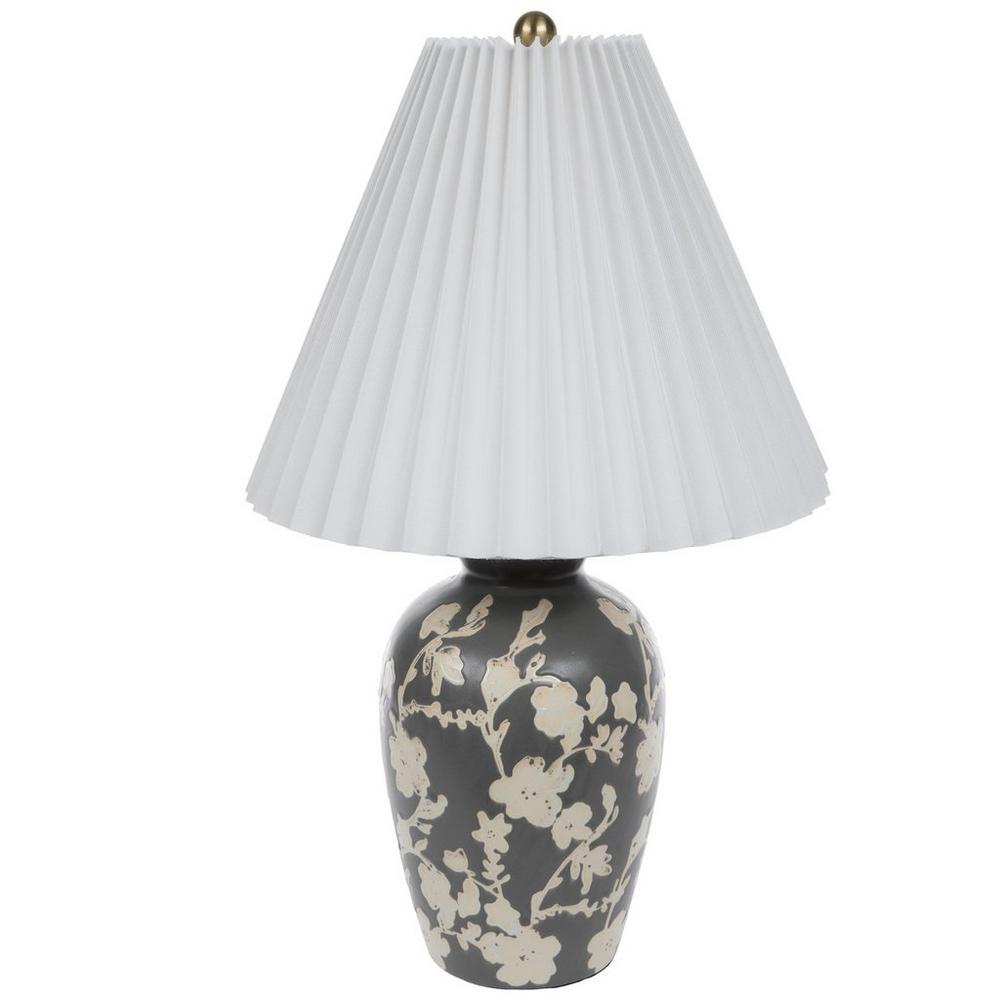 Gray Floral Lamp