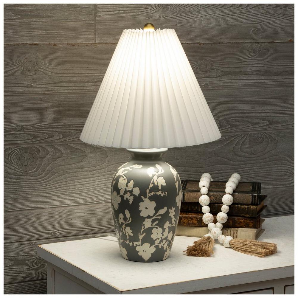 Gray Floral Table Lamp