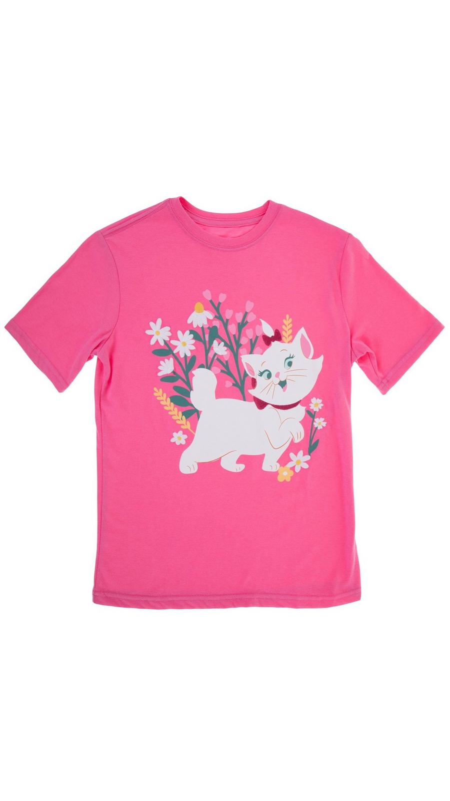 ◇marie claire ◇ Marie Flocking Short Sleeve T-Shirt (MAEBT Girls' The Aristocats Marie Glitter Bow Short Sleeve Graphic