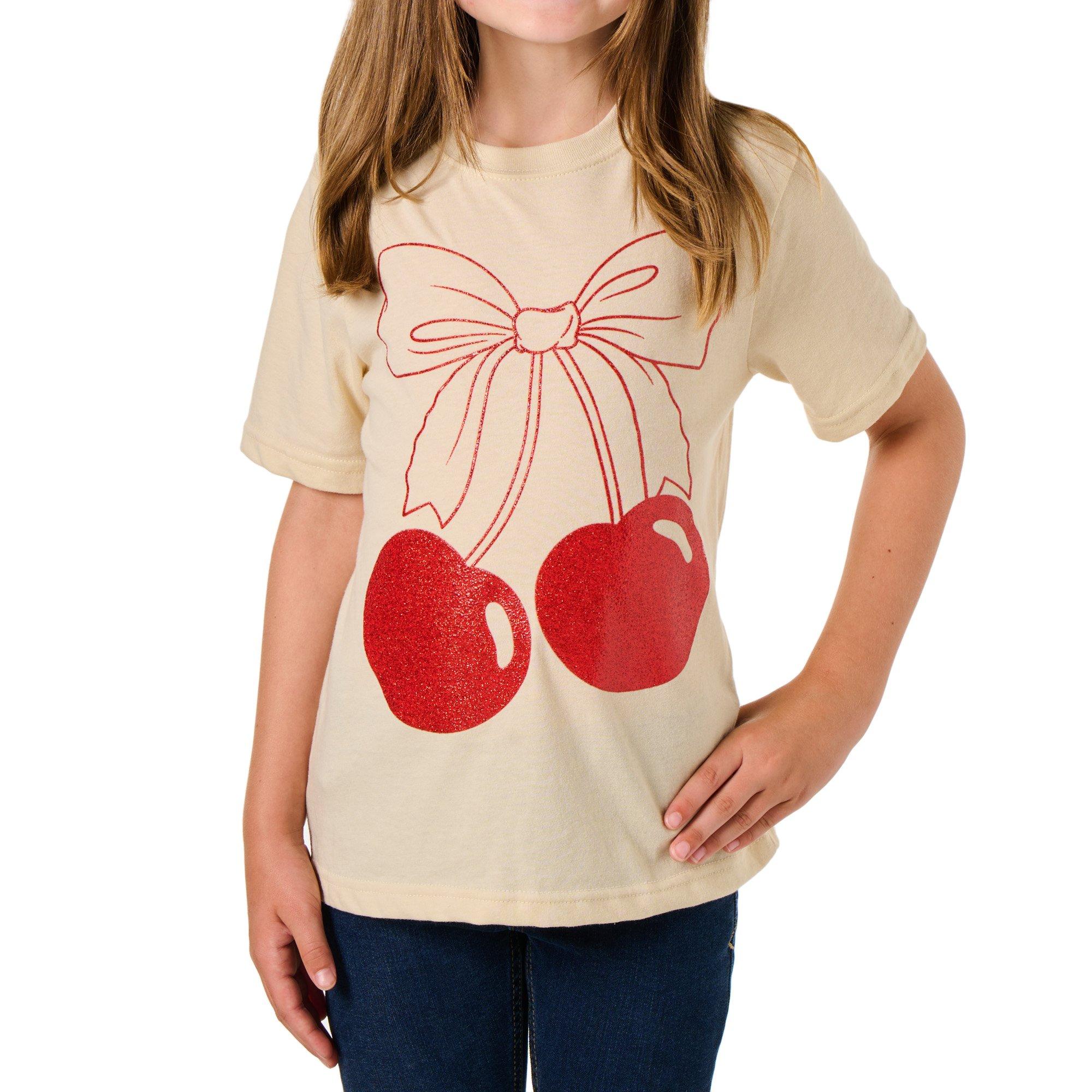 Glitter Bow Cherries Youth T-Shirt | Hobby Lobby | 2547339