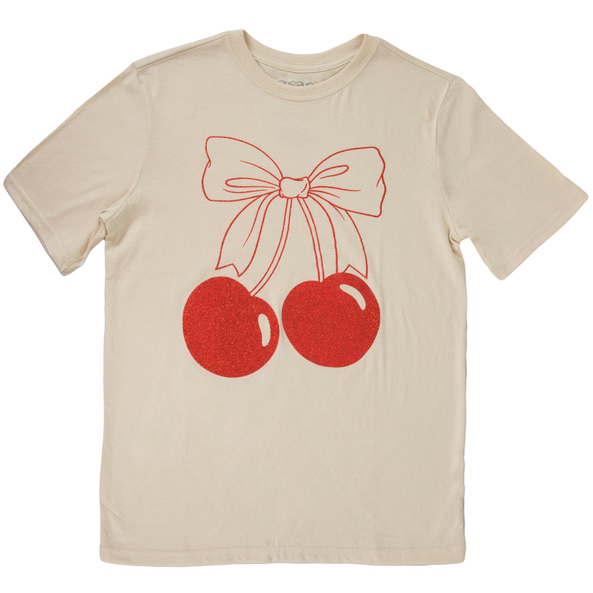 Glitter Bow Cherries Youth T-Shirt