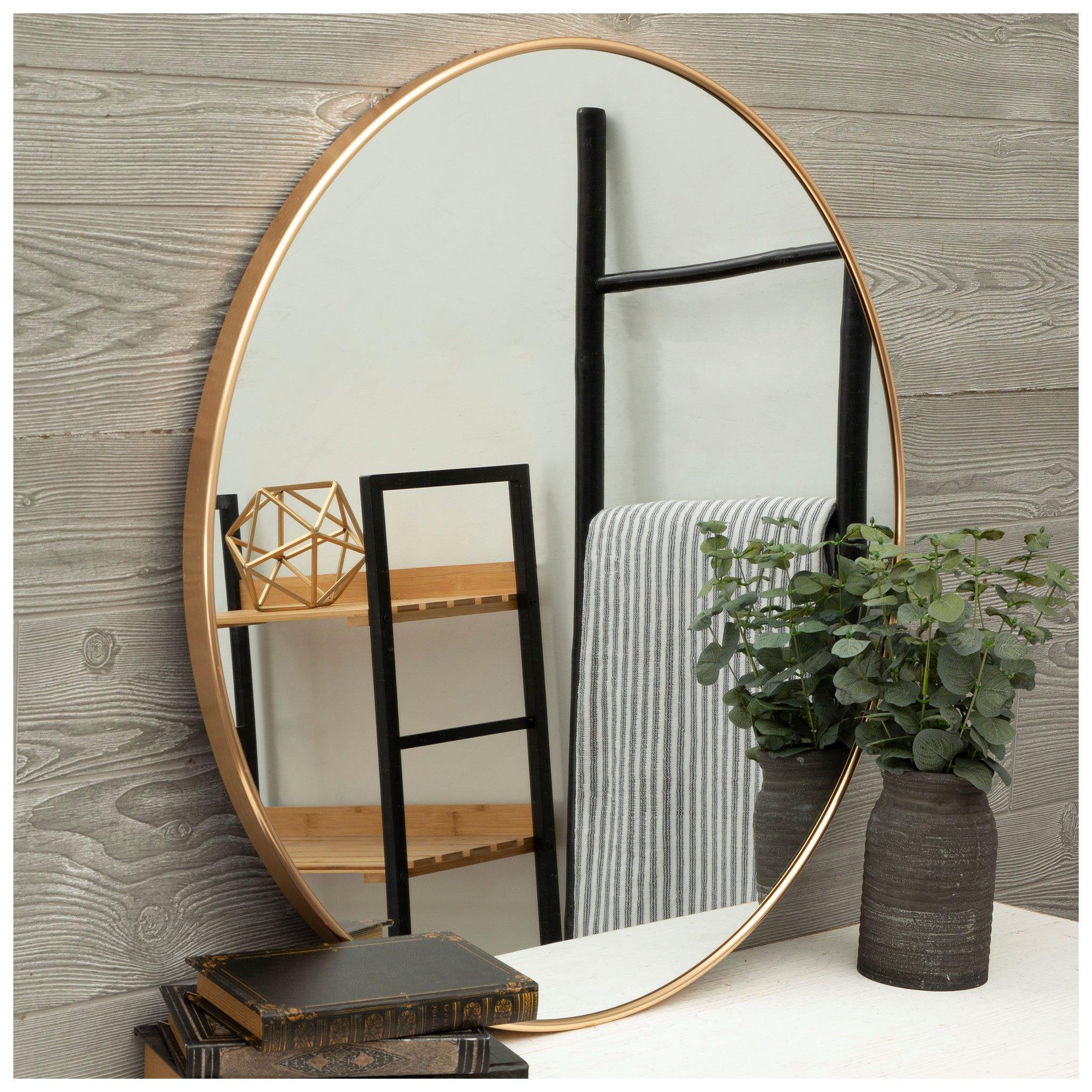 Gold Round Wall Mirror 30" dimensions view 1