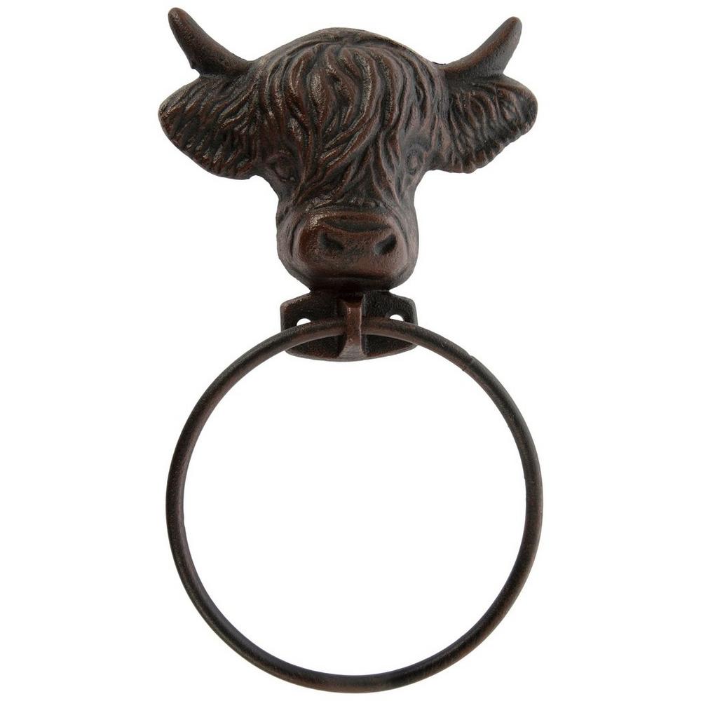 Highland Cow Towel Holder Metal Wall Decor