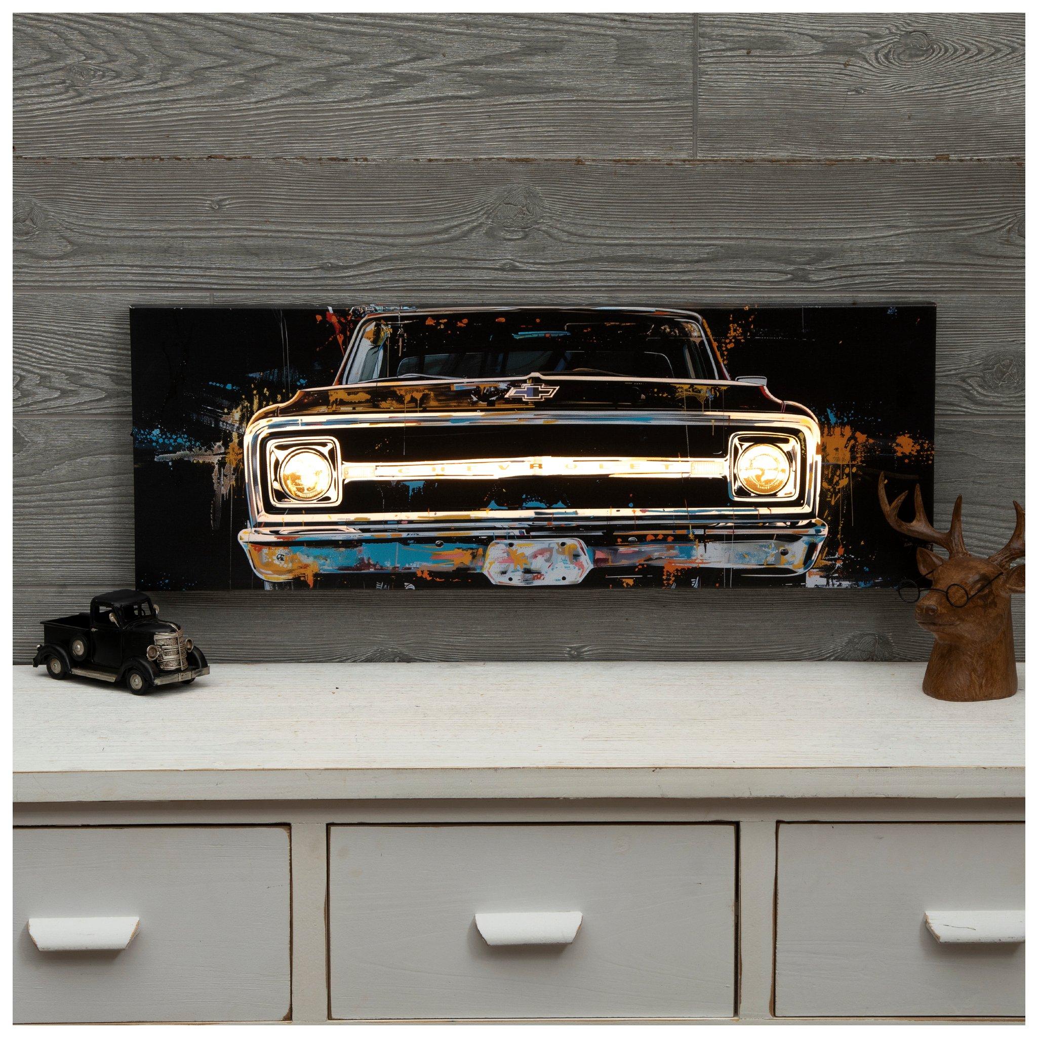 Paint Splatter Chevy Truck Light Up Canvas Wall Decor | Hobby