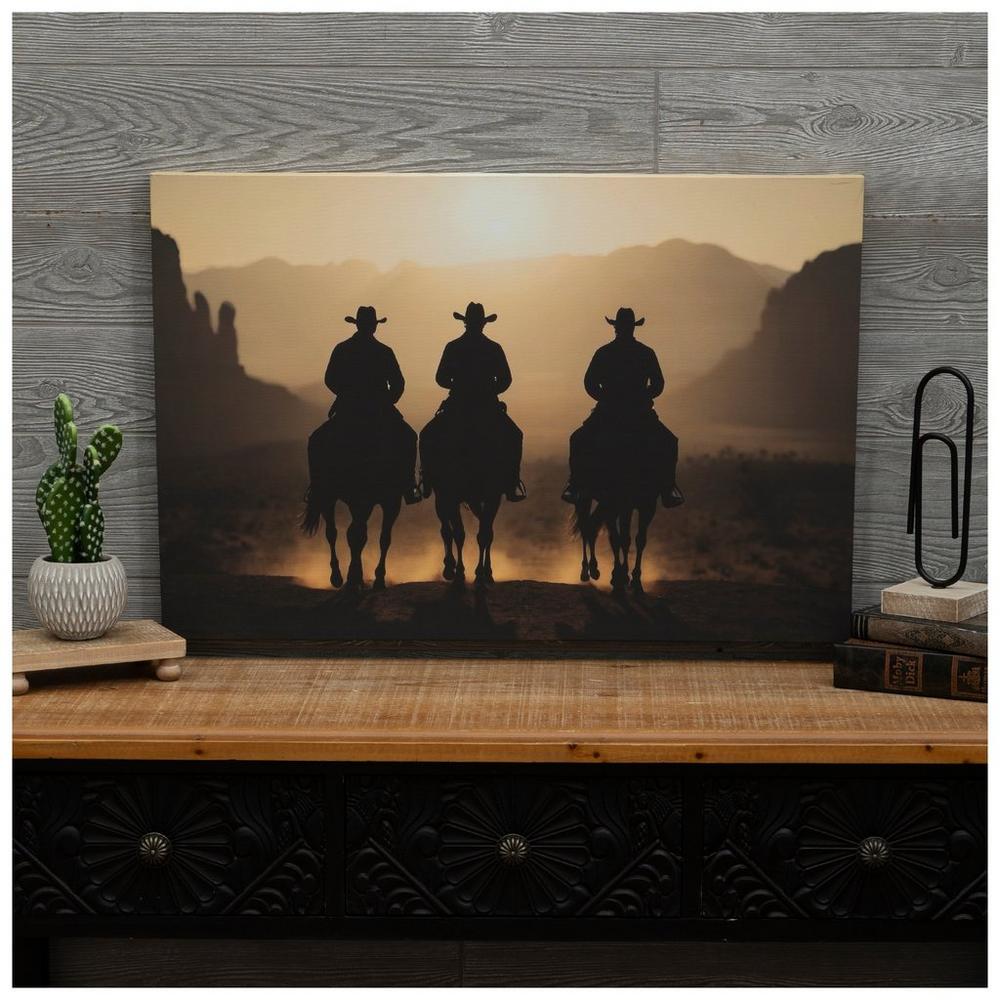 Three Cowboys Silhouette Canvas Wall Decor