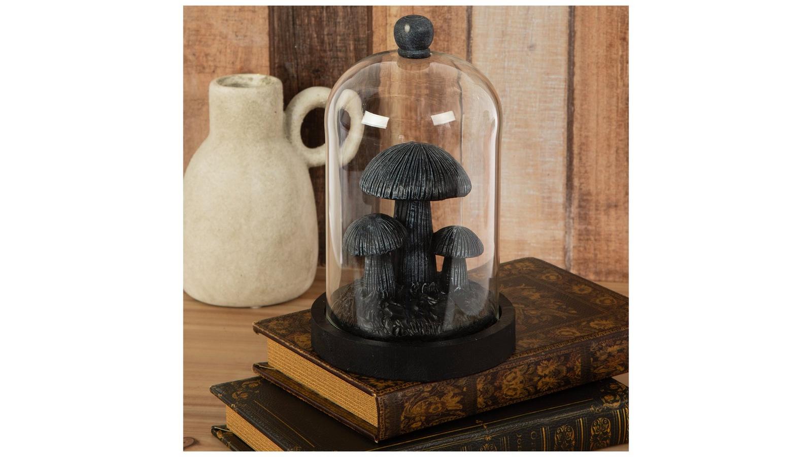 Textured Mushrooms Figurine In Glass Cloche | Hobby Lobby | 2554756
