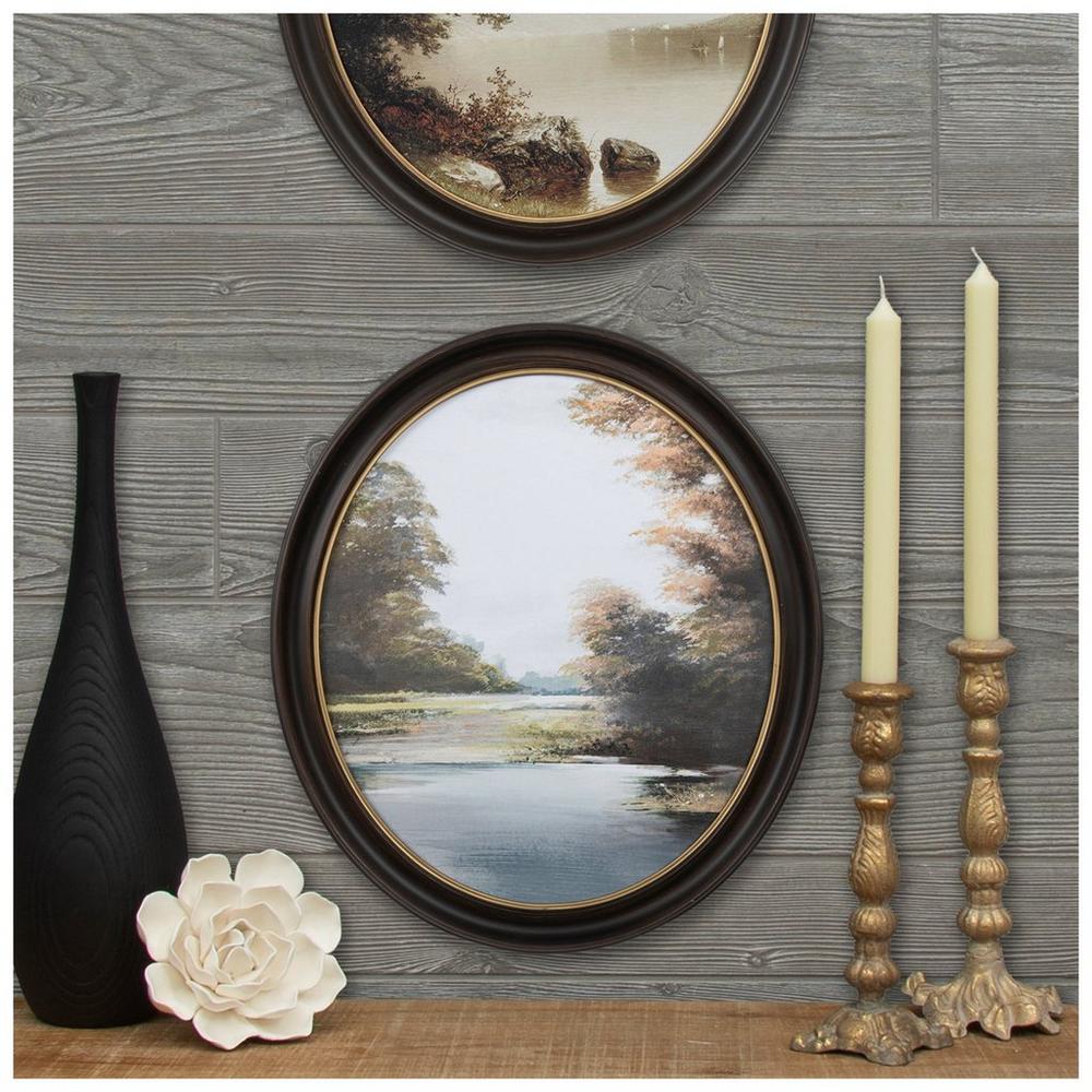 Lake Trees Oval Wood Wall Decor
