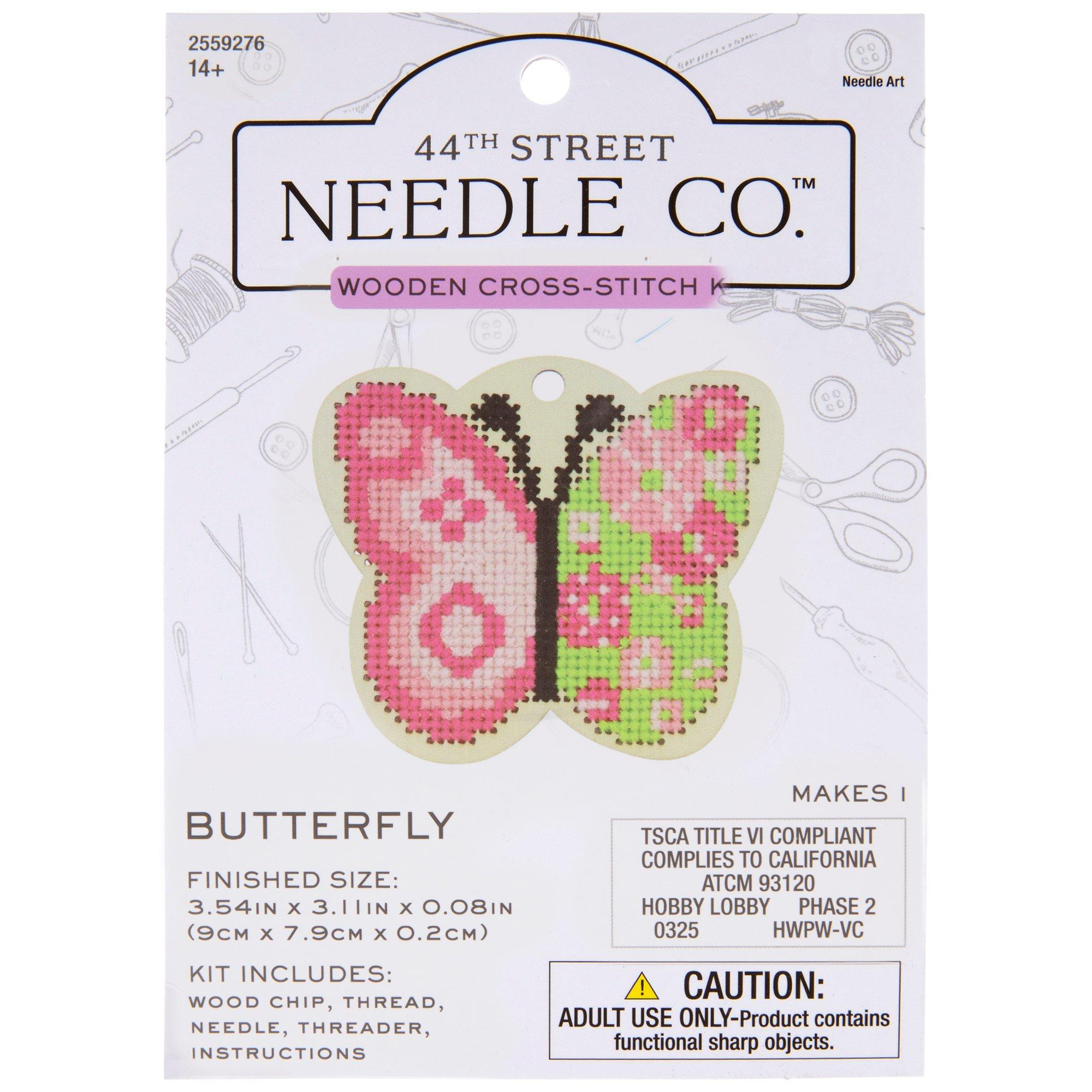 Pink & Green Butterfly Wooden Cross Stitch Kit Hobby Lobby 2559276