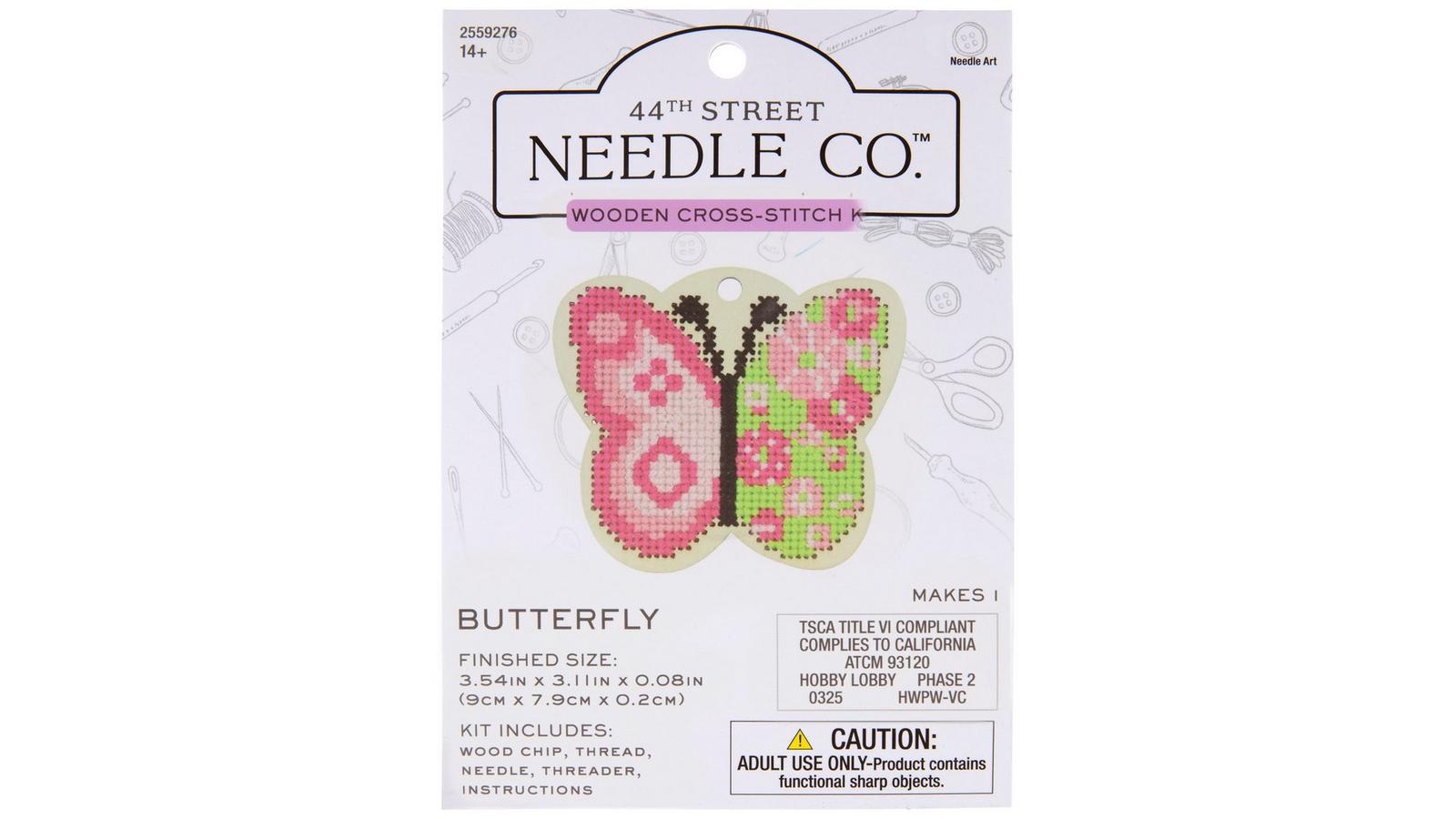 Kit Broderie Point De Croix Enfant Vervaco - Papillon Jaune Débutant 12,5x16cm