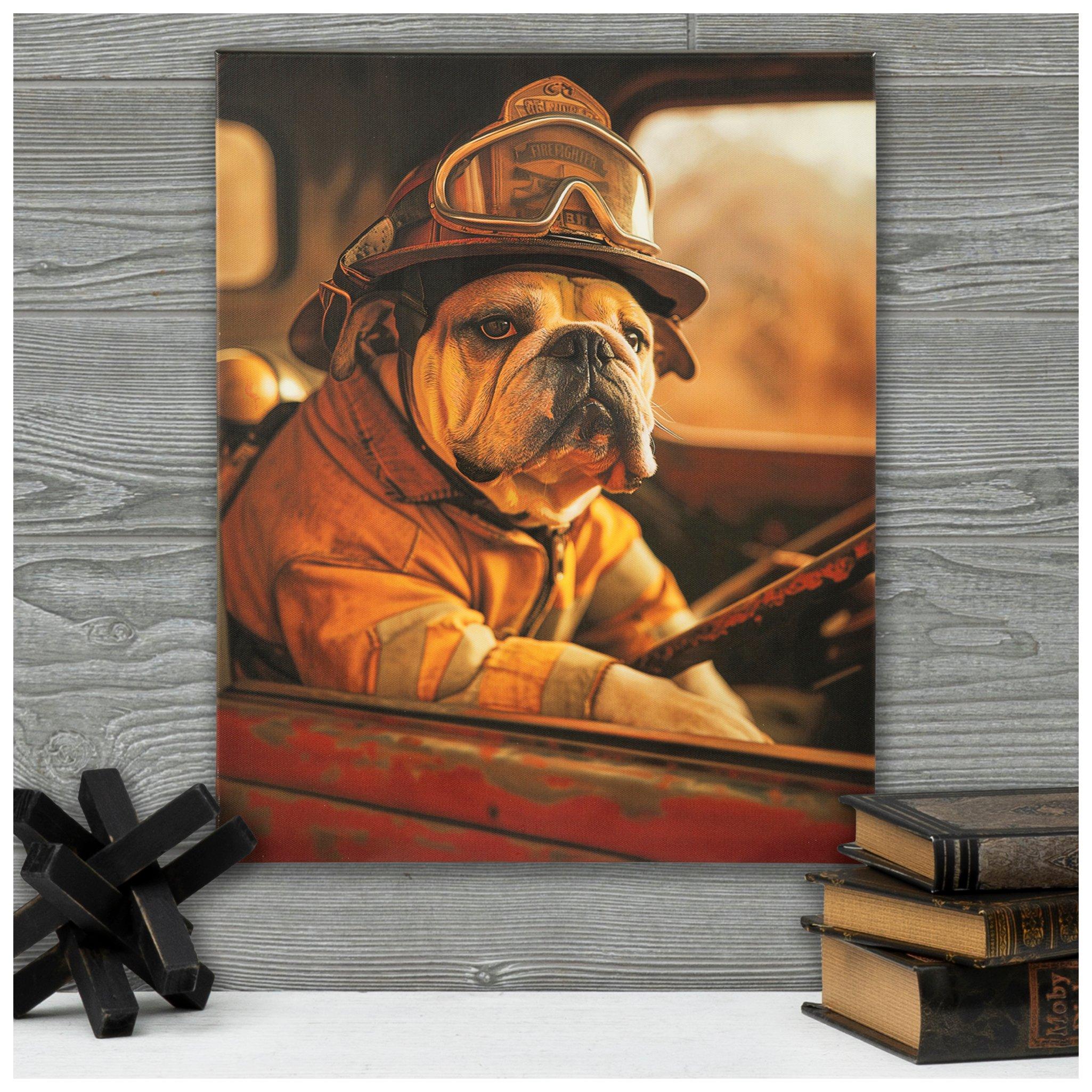 Firefighter Bulldog Canvas Wall Decor Hobby Lobby 2560266