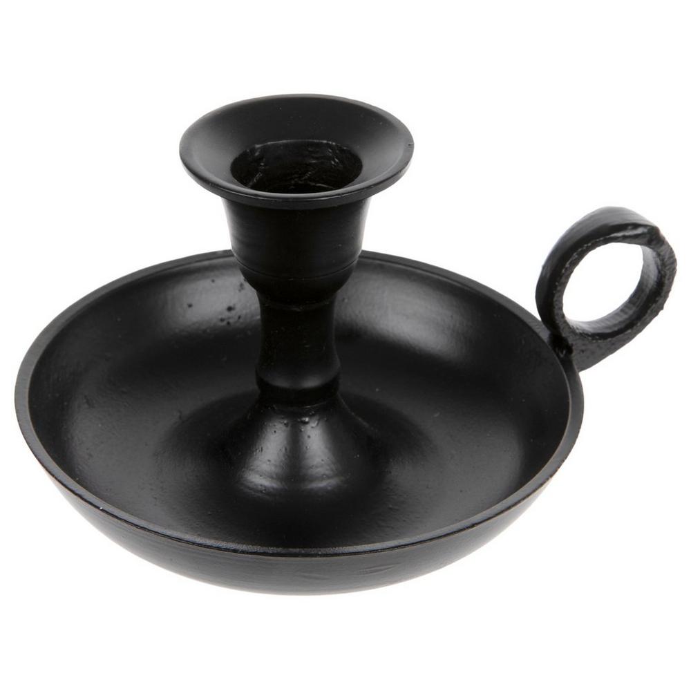 Short Black Metal Taper Candle Holder