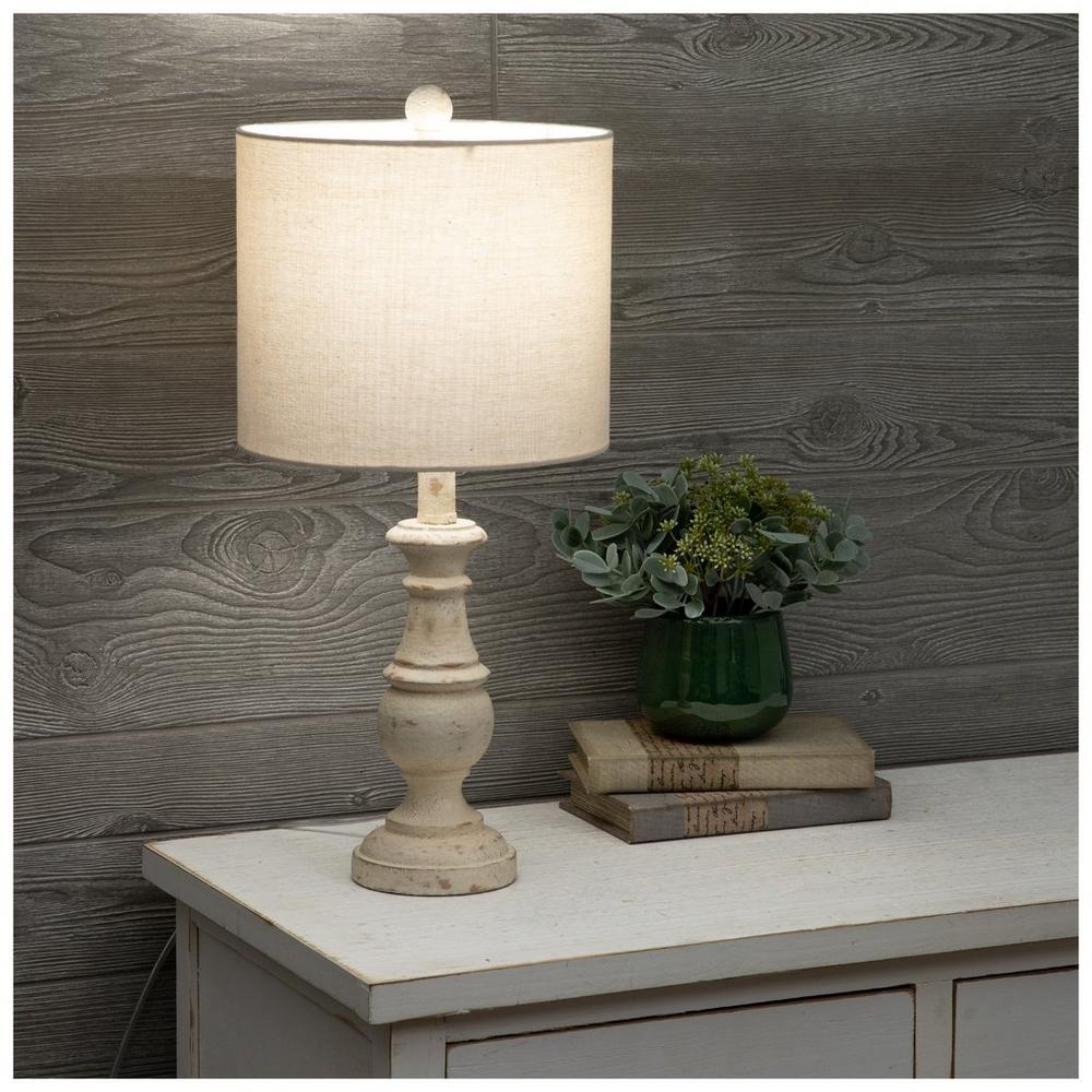 Distressed White Table Lamp