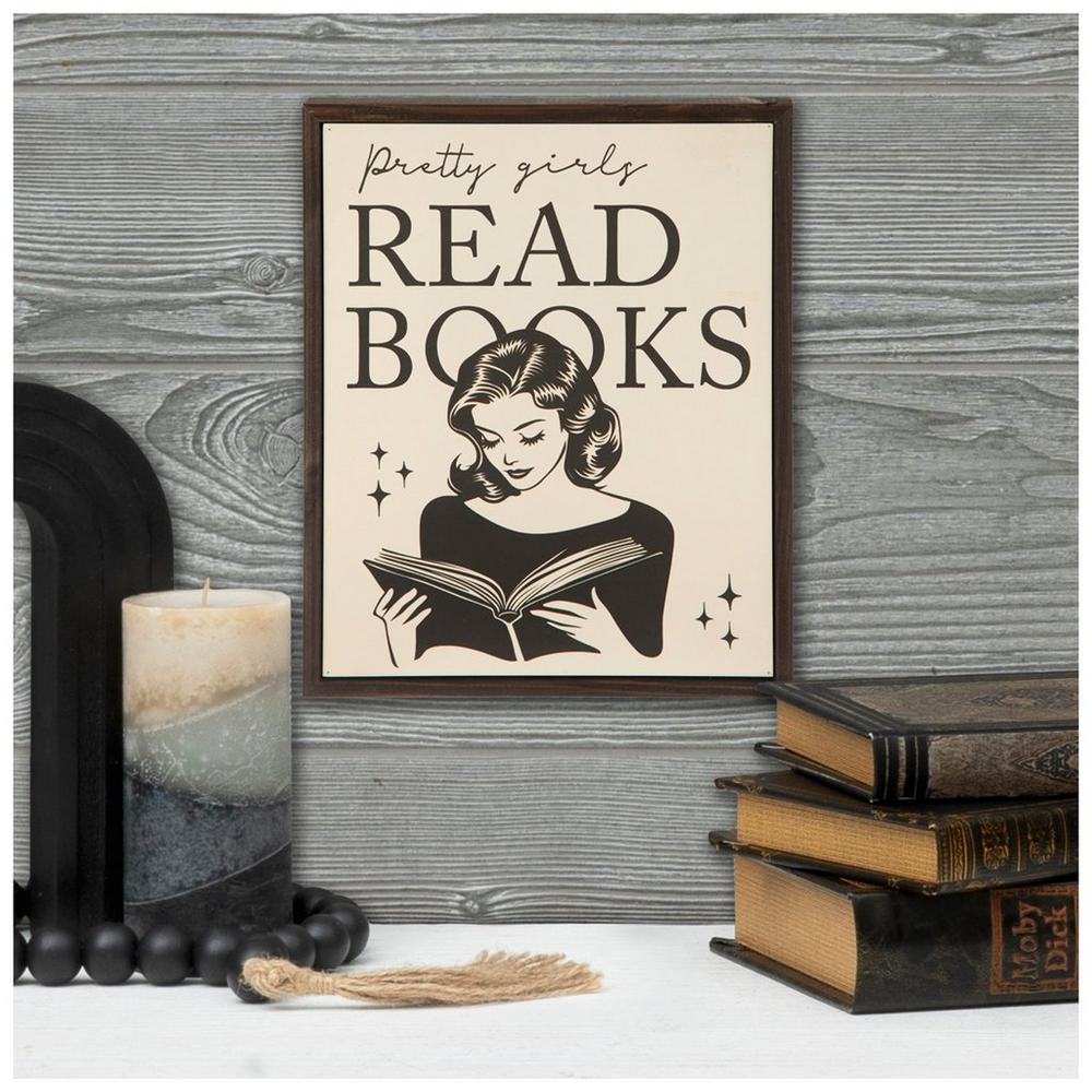 Pretty Girls Read Books Wood Wall Decor