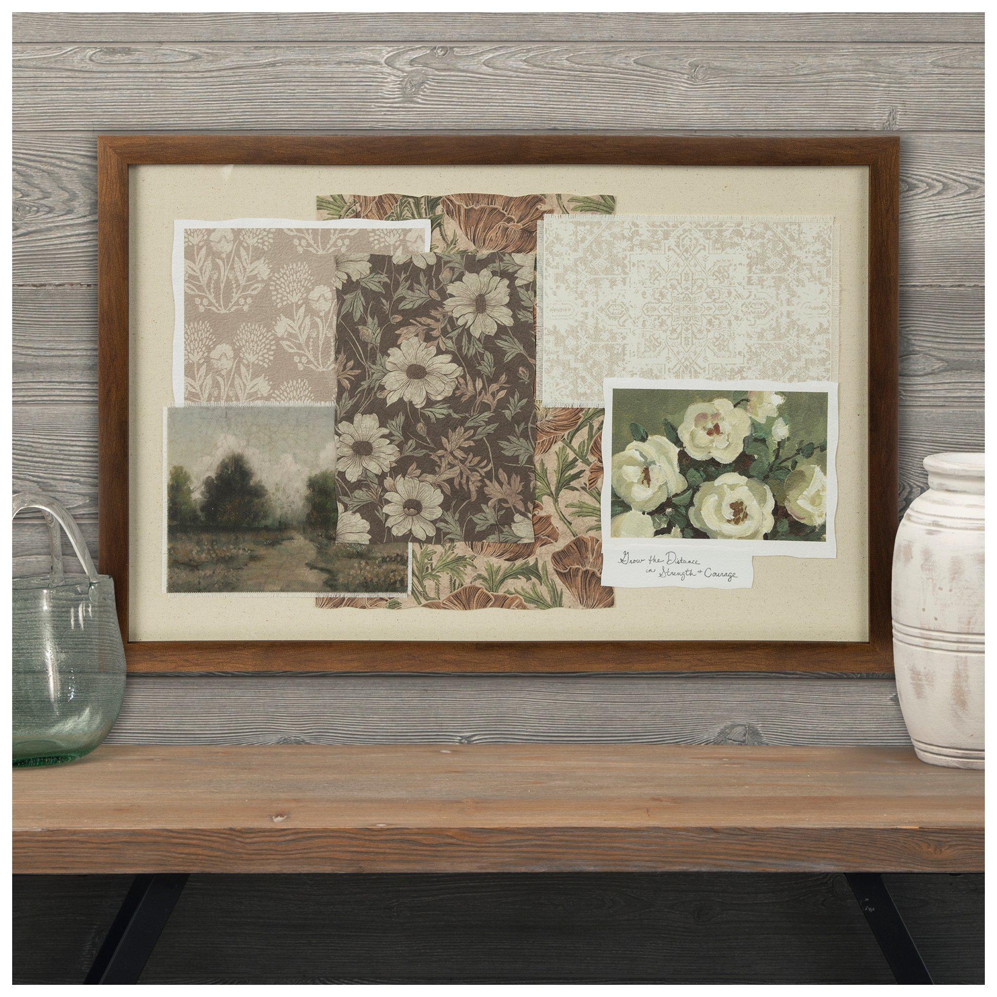 Cream Floral Rug Framed Wall Decor