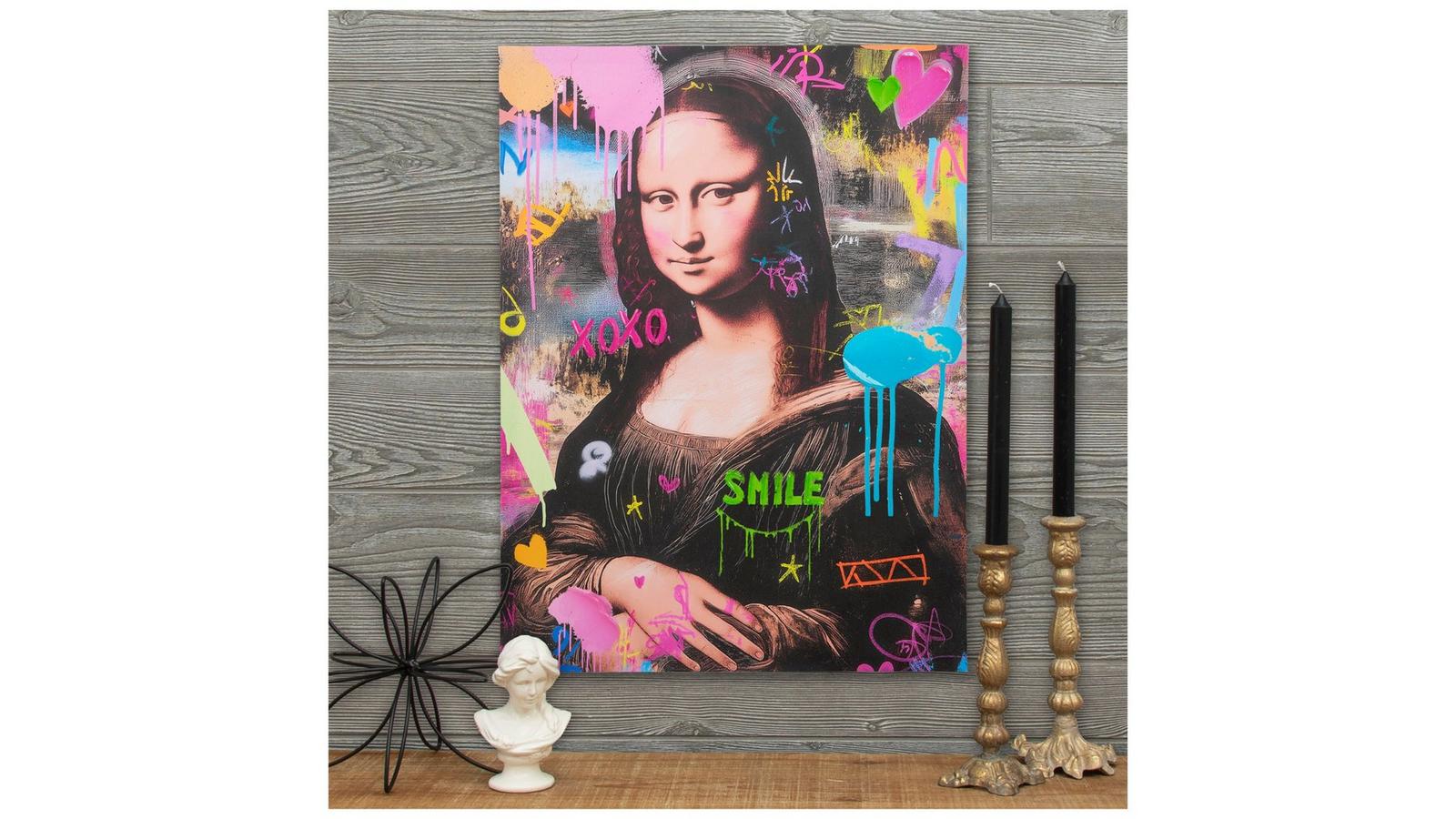 Impression Sur Toile Mona Lisa Graffiti Urbain Vintage - Déco Murale Moderne Marron
