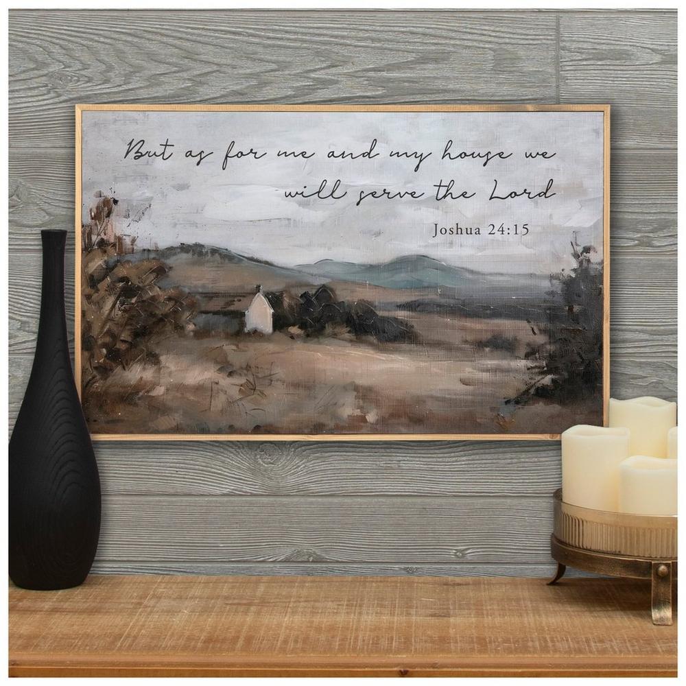 Joshua 24:15 Painted Landscape Wood Wall Decor