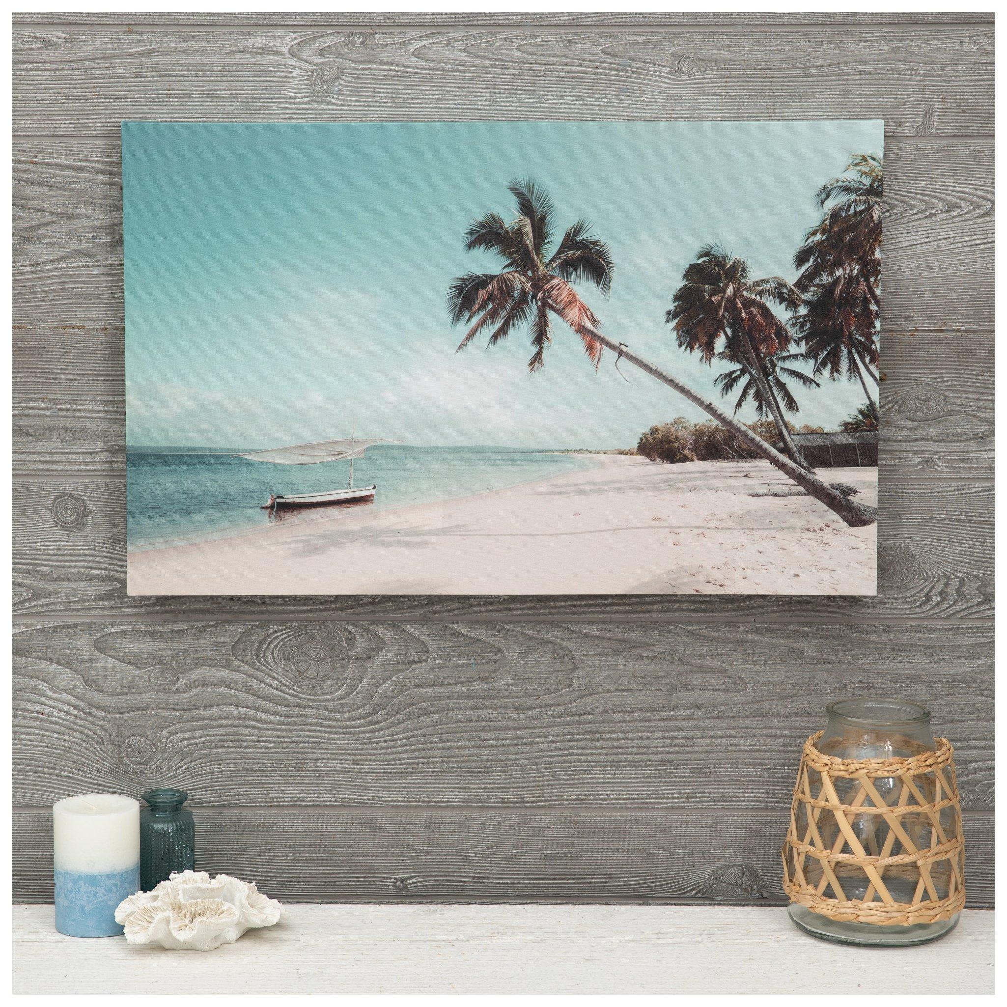 Beach View & Palm Trees Canvas Wall Decor view 1