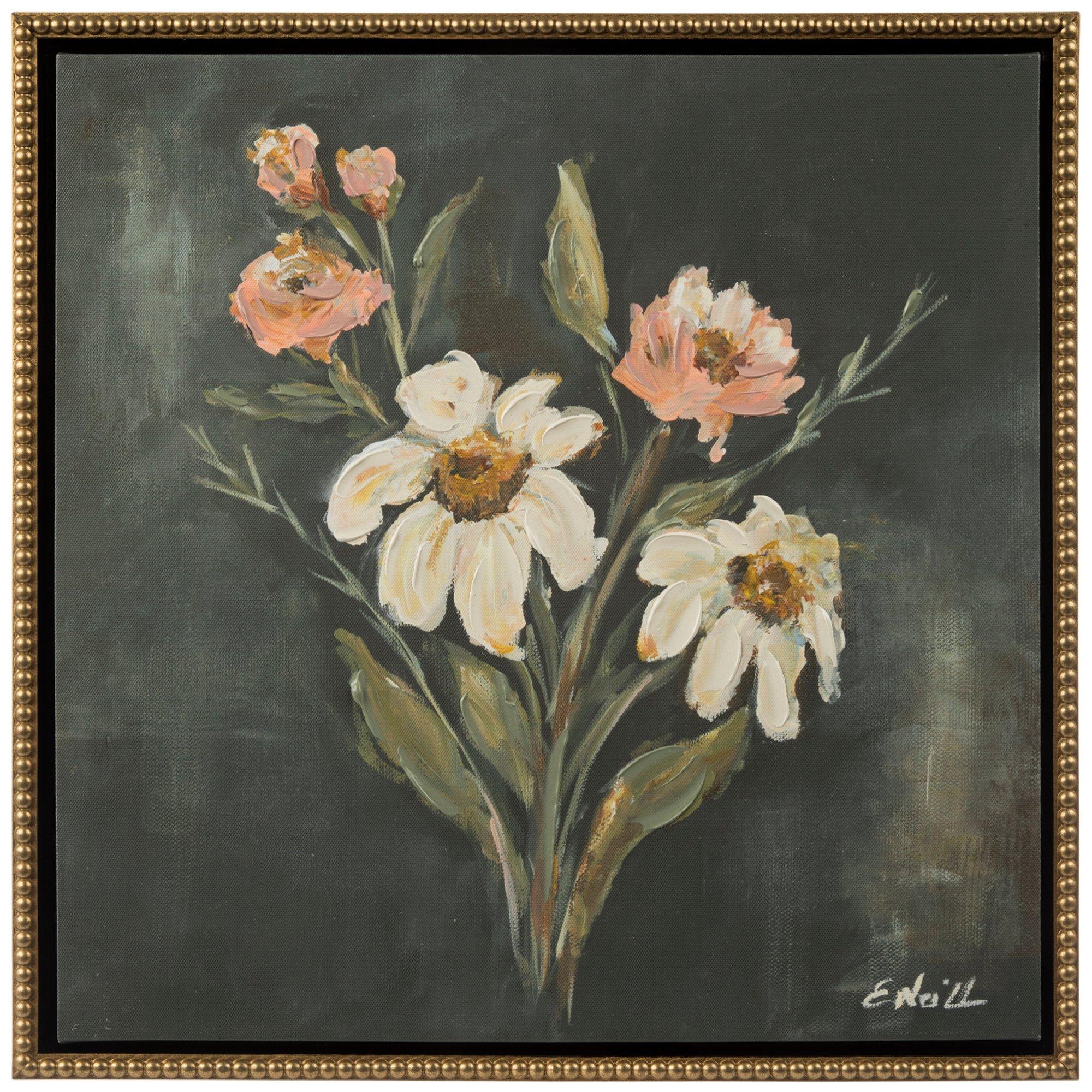 Cream Floral Rug Framed Wall Decor