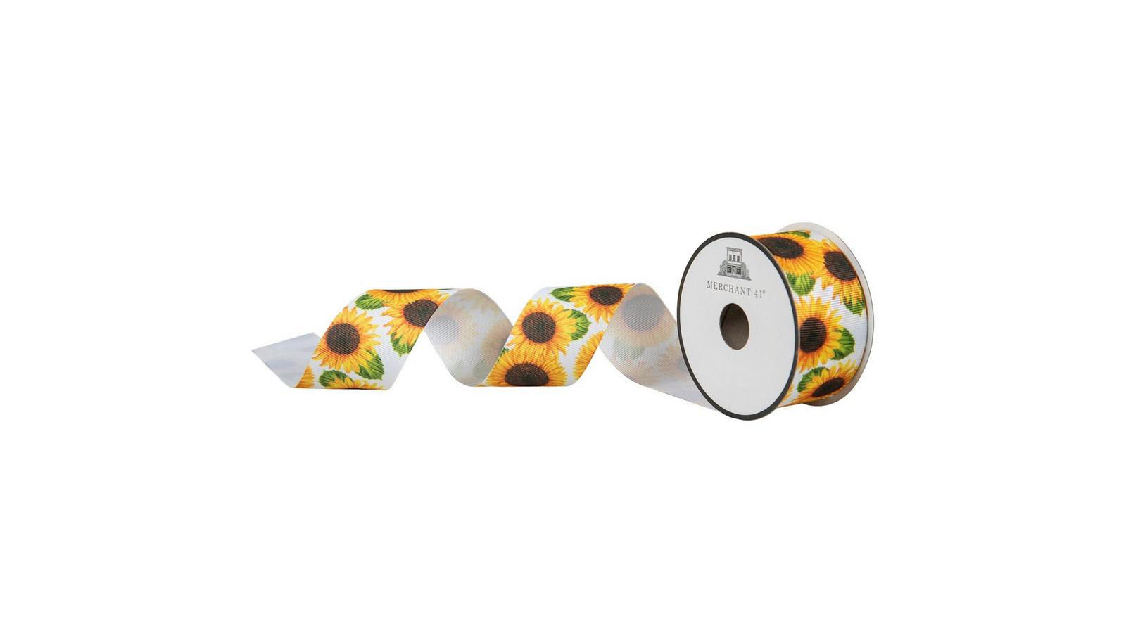 Yellow Sunflowers Grosgrain Ribbon - 1 1/2