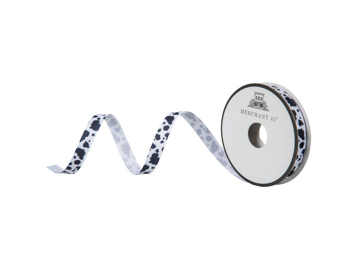 Black Cow Print Grosgrain Ribbon - 3/8