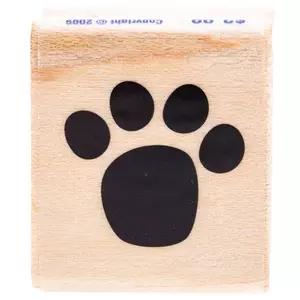 Paw Print Rubber Stamp on Wood Block for Stamping Crafting
