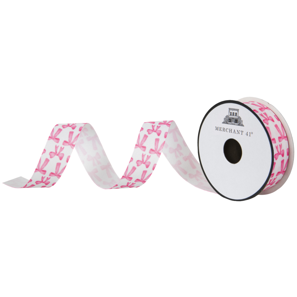 Pink Bows Grosgrain Ribbon - 7/8