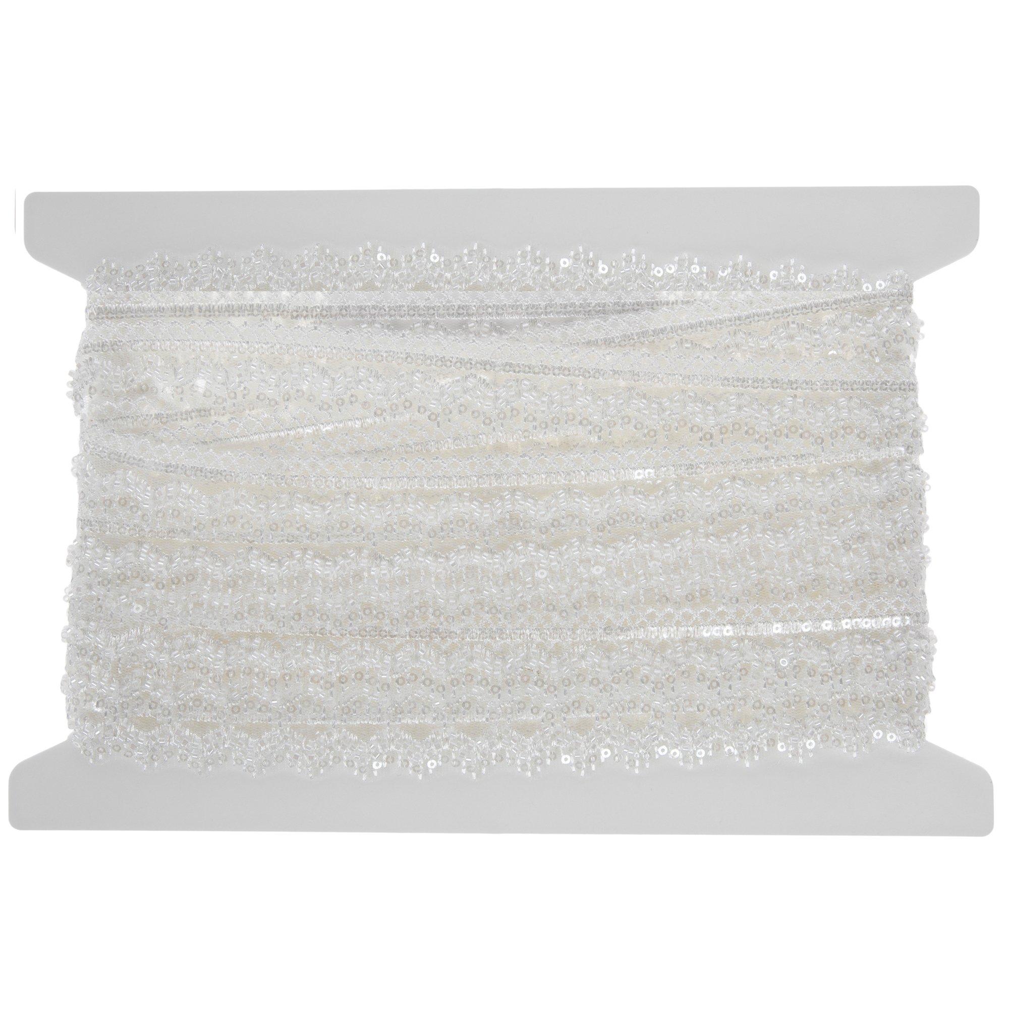 White Satin & Organza Double Box Pleat Trim