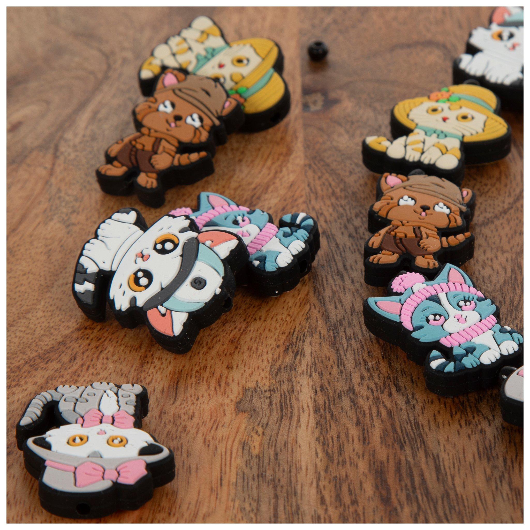 Stylish Cats Silicone Beads Strand view 1