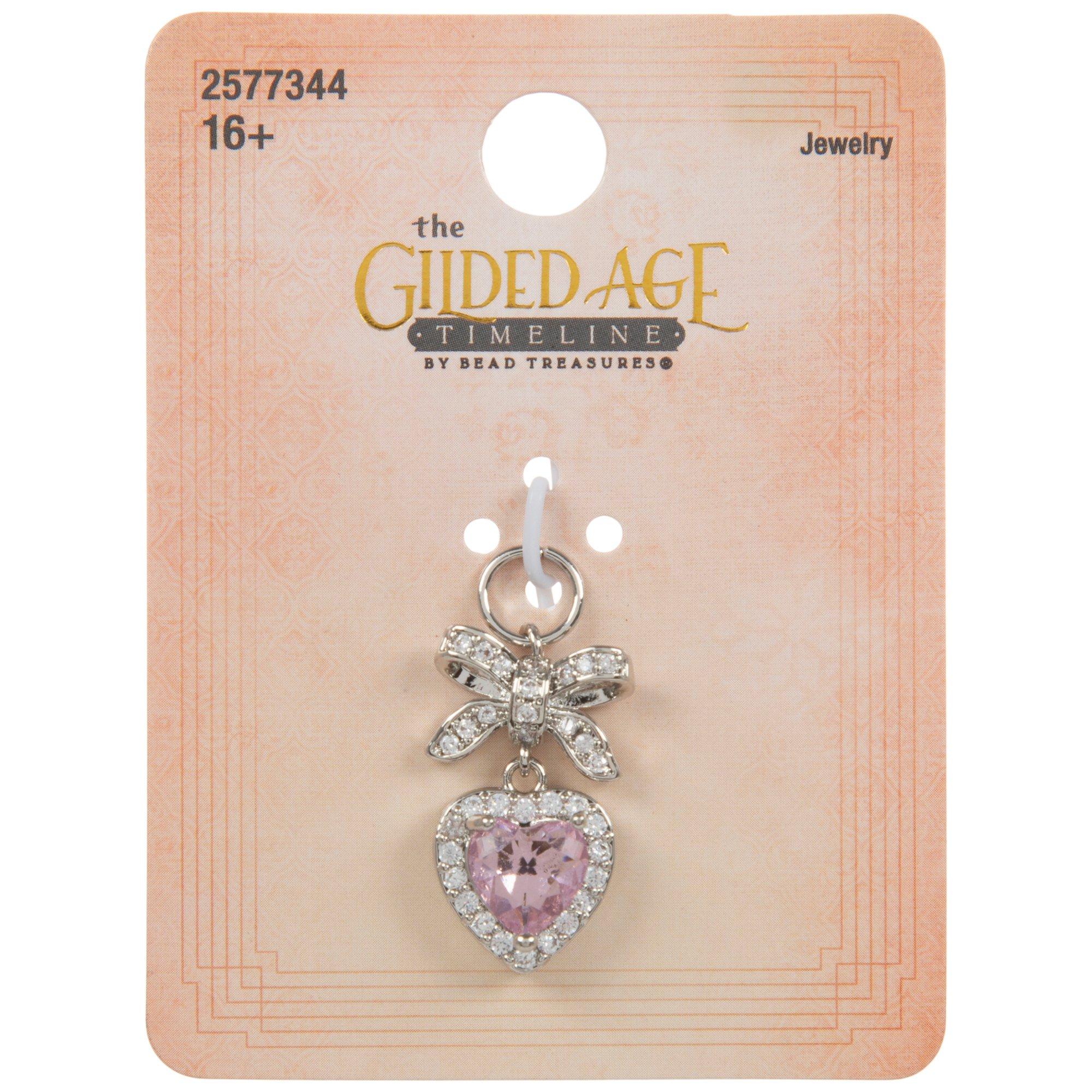 Pink Heart & Bow Rhinestone Charm | Hobby Lobby | 2577344