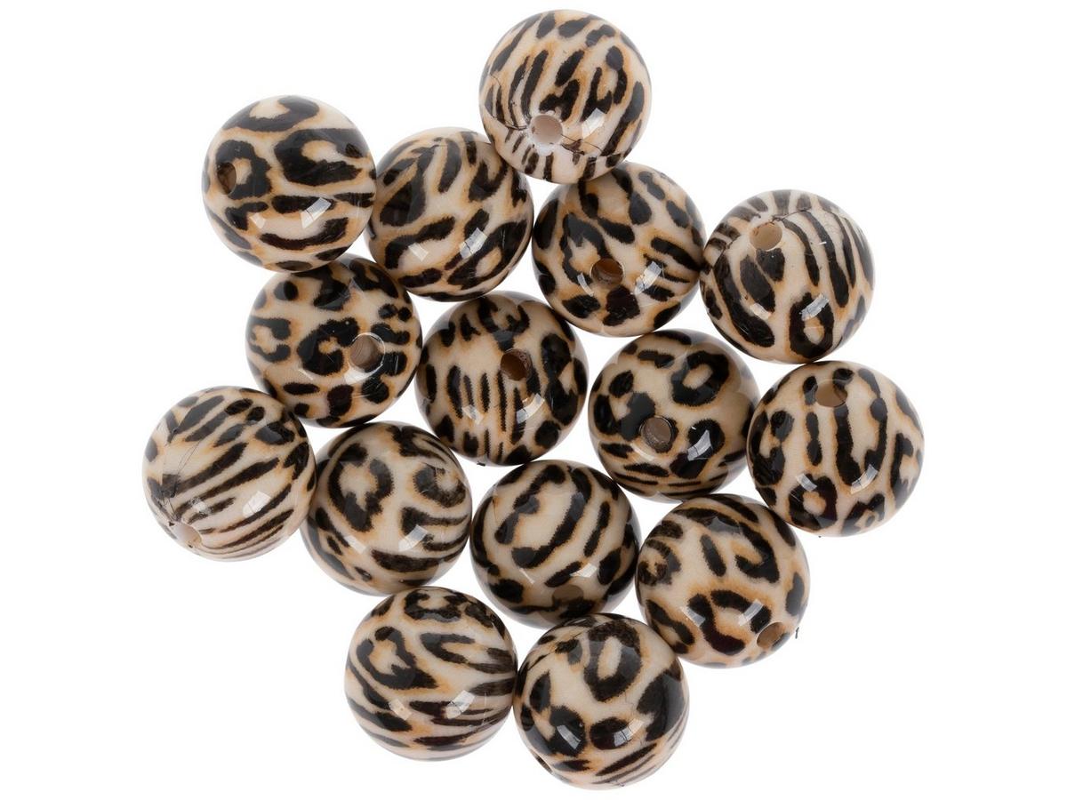 Coconut Brown Leopard Print Beads Set For DIY Bracelets & Jewelry – 50-Piece Kit With Chain & Clasp