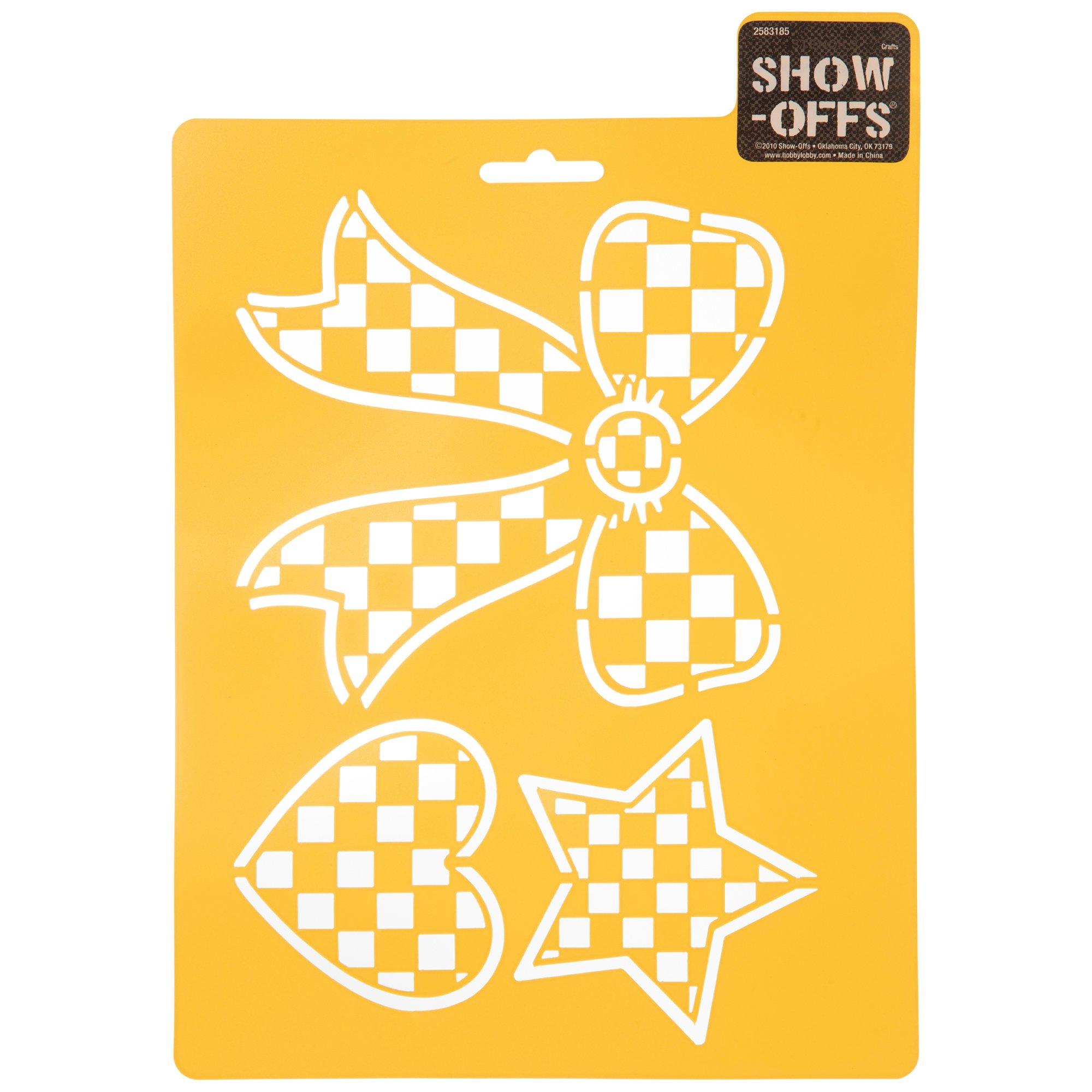 Checkered Ribbon, Heart & Star Stencil | Hobby Lobby | 2583185