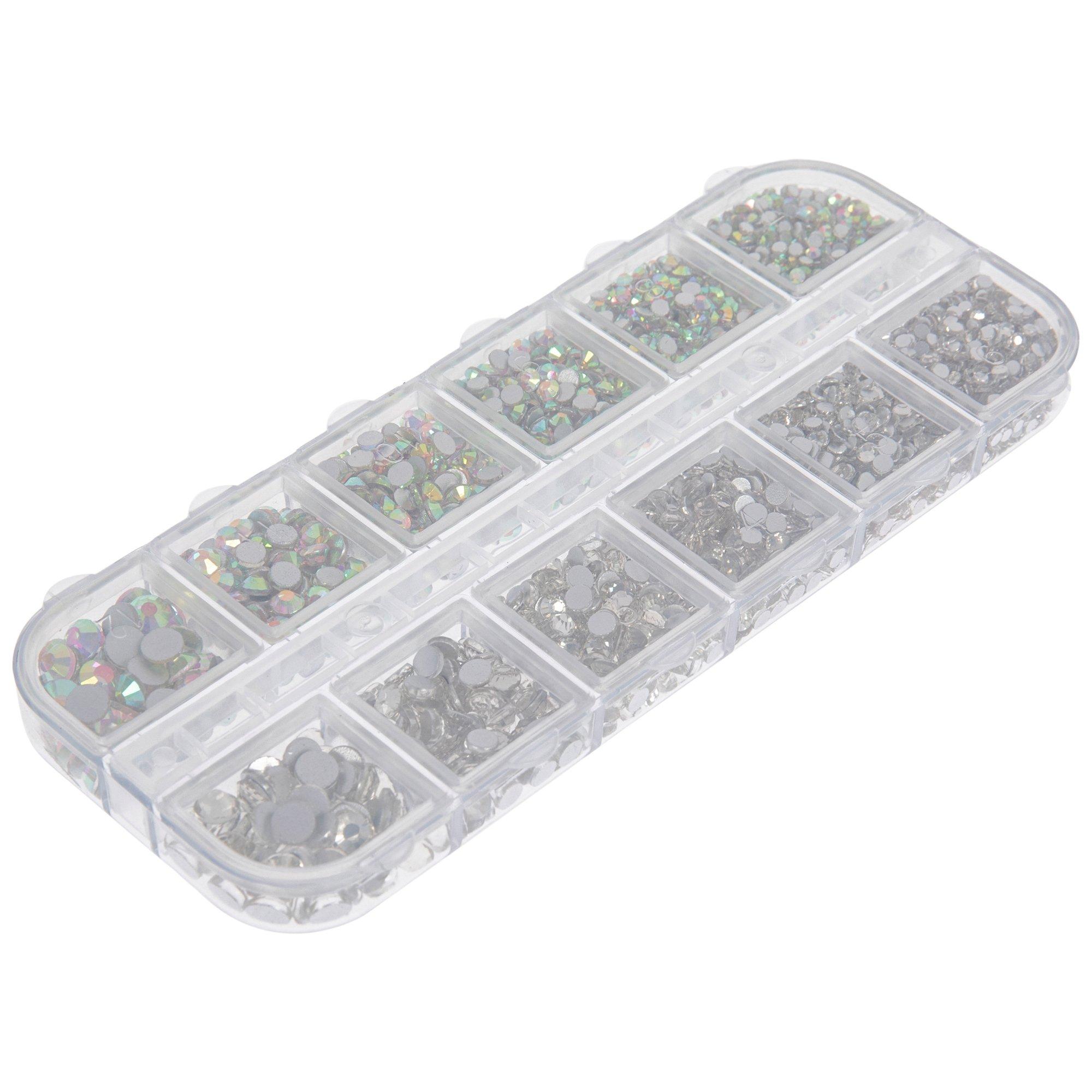 Crystal & Crystal AB Round Faceted Glass Flatbacks view 1