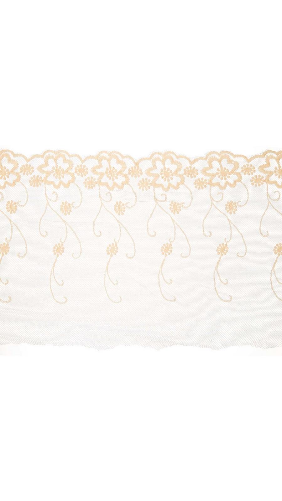 ウニコ BOUND LINE LACE ベージュ 1.5倍ヒダ UNICO Ivory Net Lace Trim - 5 1/8