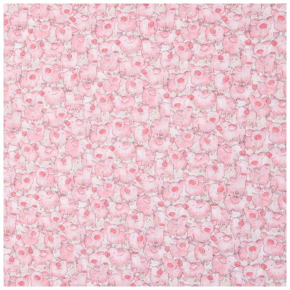 Watercolor Pigs Cotton Calico Fabric | Hobby Lobby | 2595023
