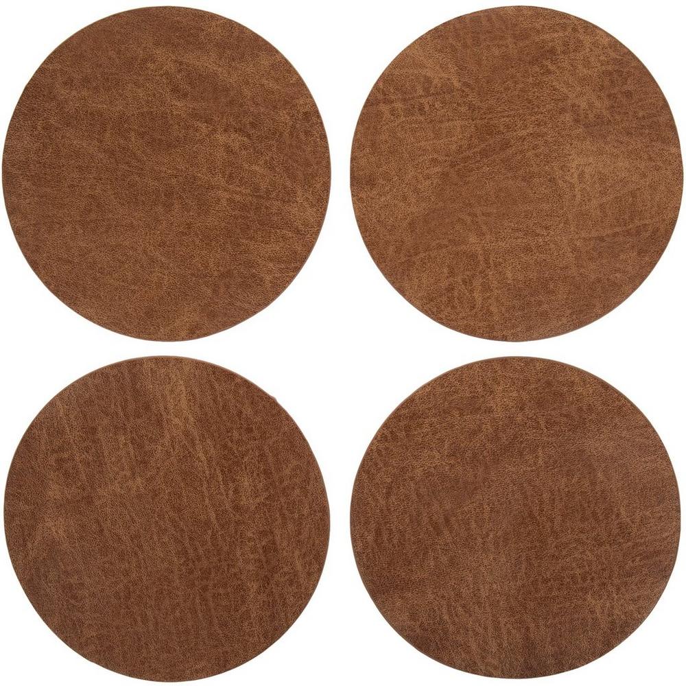 Tan Faux Leather Coasters