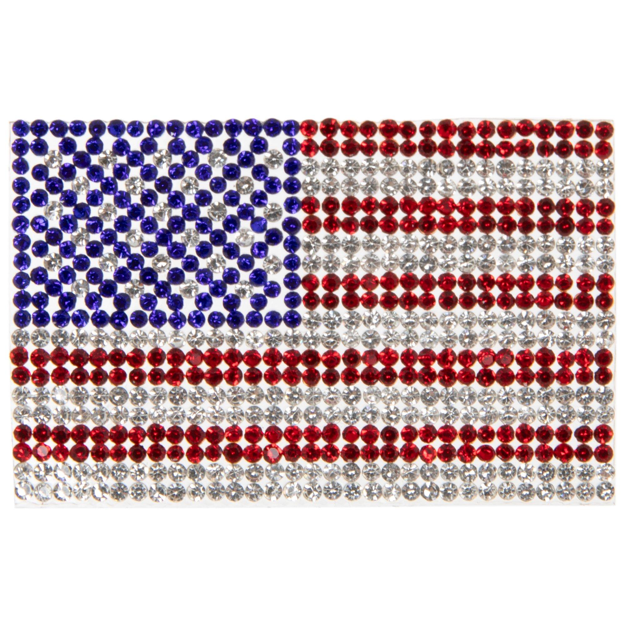 Mini American Flag Rhinestone Iron-On Applique | Hobby Lobby | 2603215