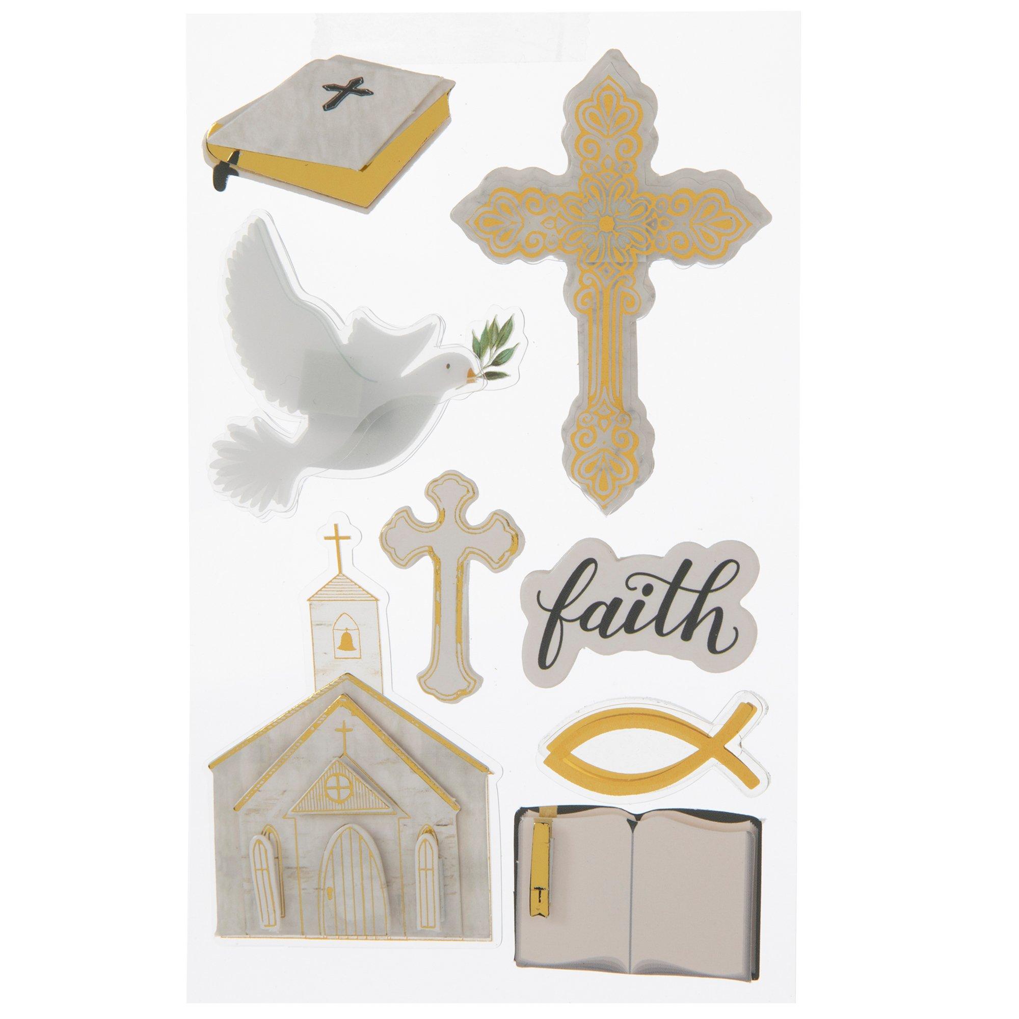 Gold Foil Faith Word Phrase 3D Stickers Scrapbooking