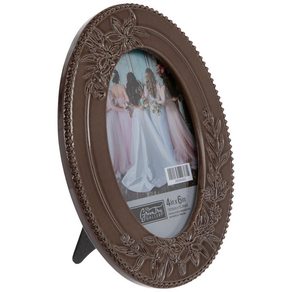 Brown Flowers Beaded Picture Frame - 4 x 6
