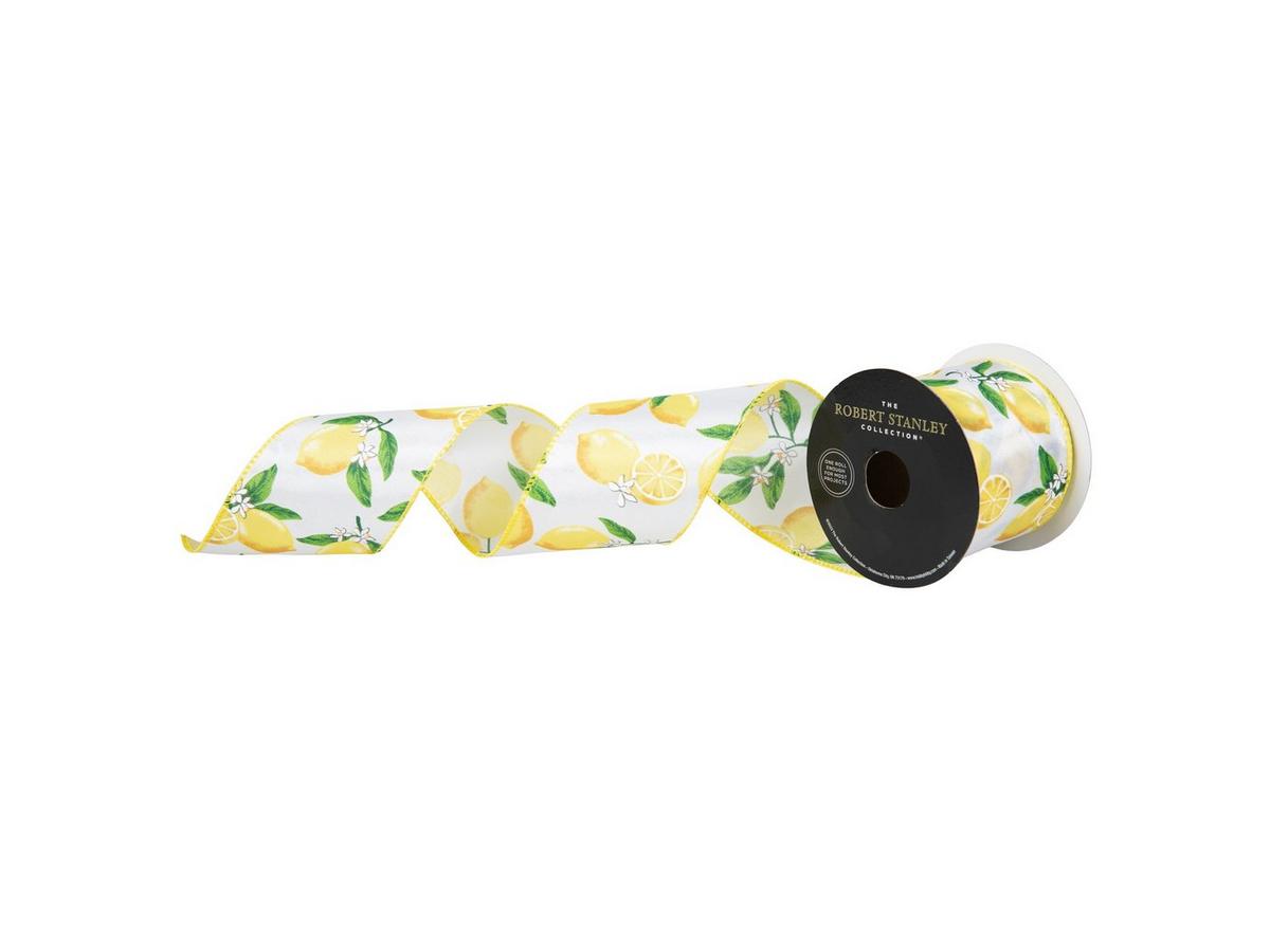 Lemon Double-Face Wired Edge Satin Ribbon - 2 1/2