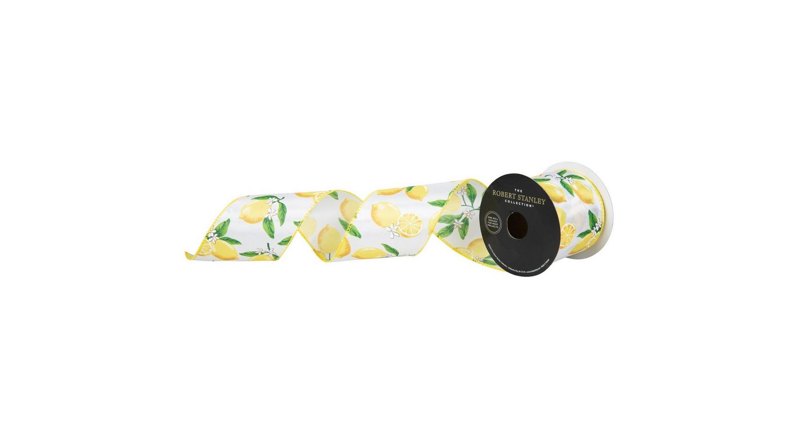Lemon Double-Face Wired Edge Satin Ribbon - 2 1/2