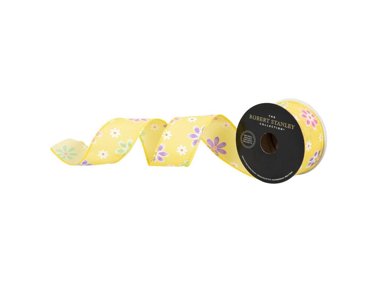 Bright Daisies Wired Edge Ribbon - 1 1/2