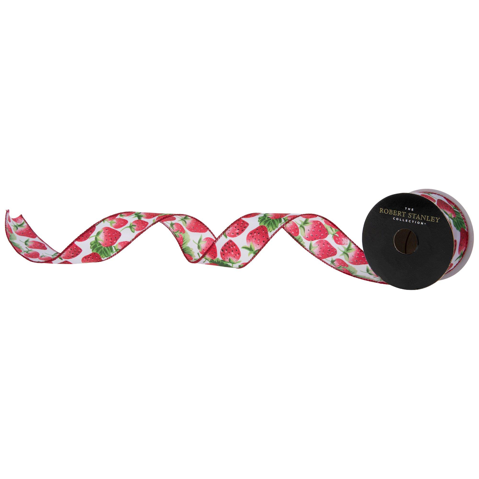 Strawberries Wired Edge Ribbon - 1 1/2