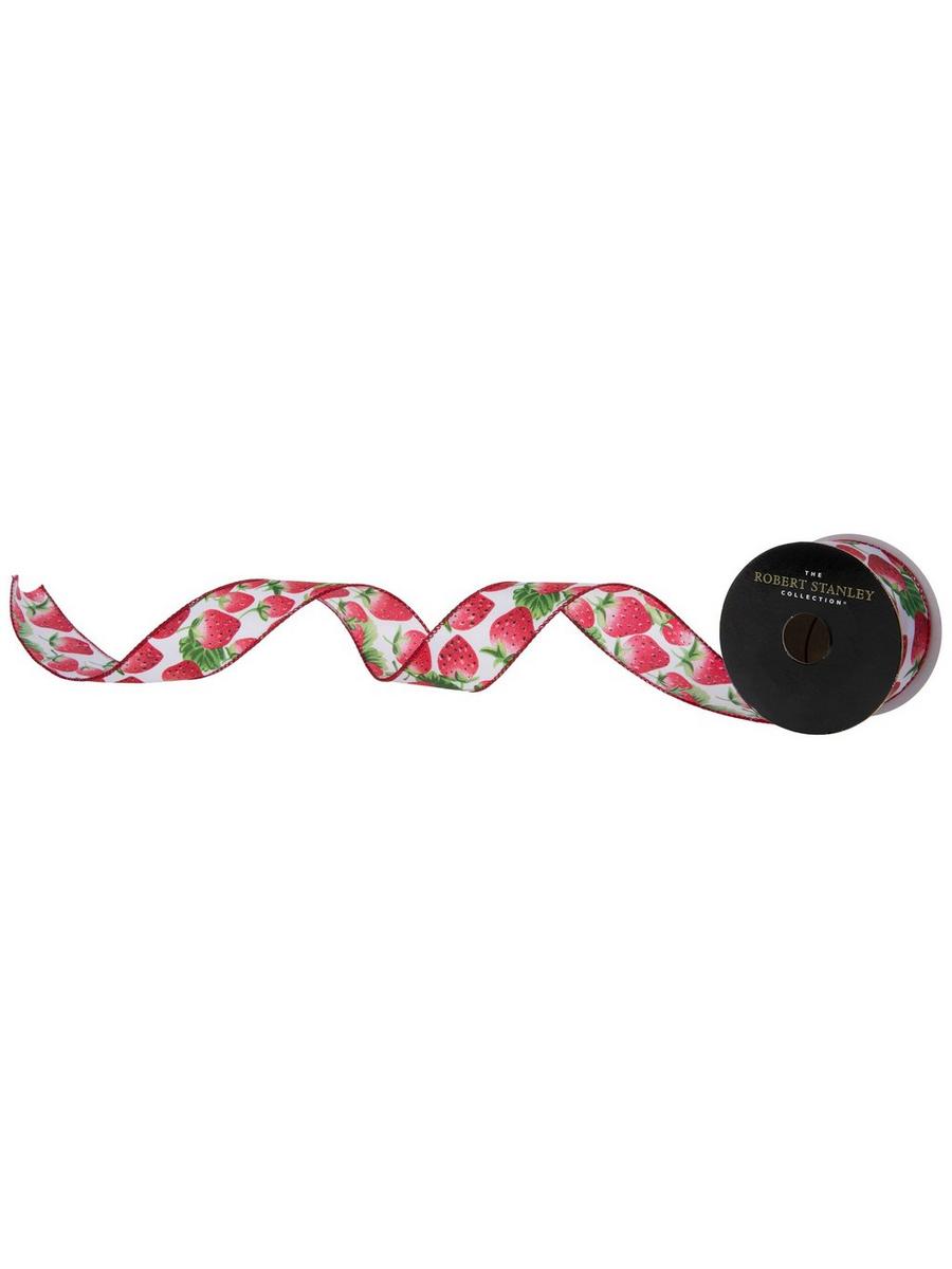 Strawberries Wired Edge Ribbon - 1 1/2