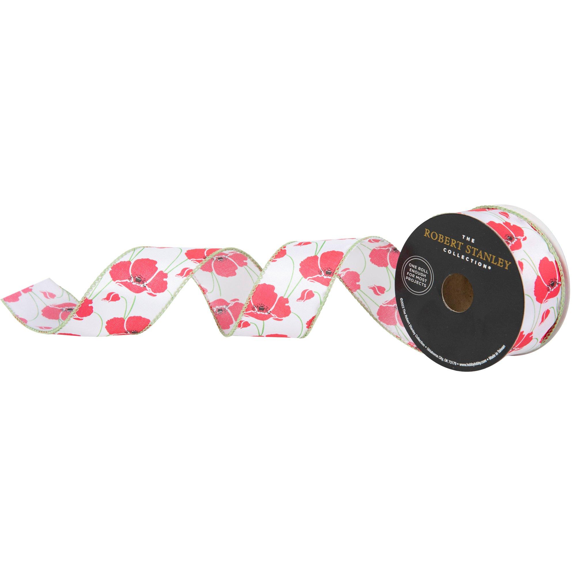 Poppies Double-Face Wired Edge Satin Ribbon - 1 1/2